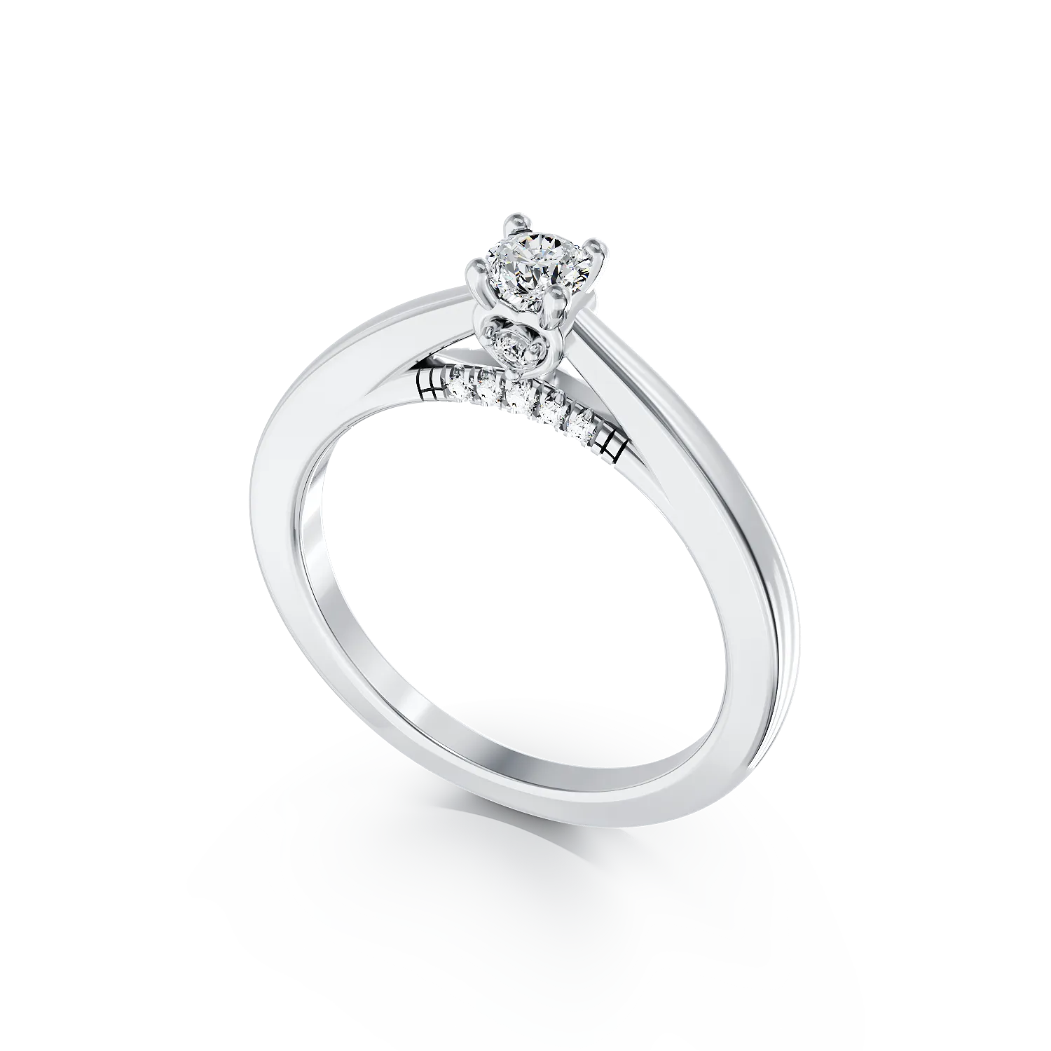 Eljegyzési gyűrű 18K-os fehér aranyból 0,2ct gyémánttal és 0,06ct gyémánttal