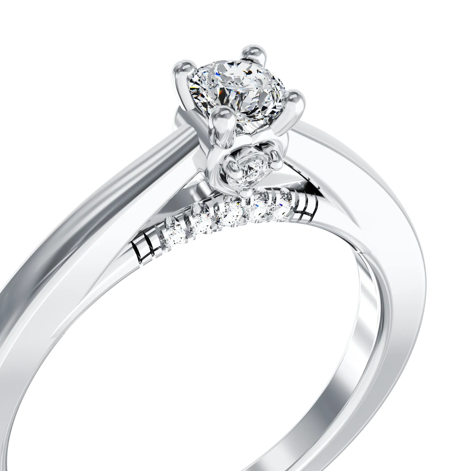 18K white gold engagement ring with 0.2ct diamond and 0.04ct diamonds