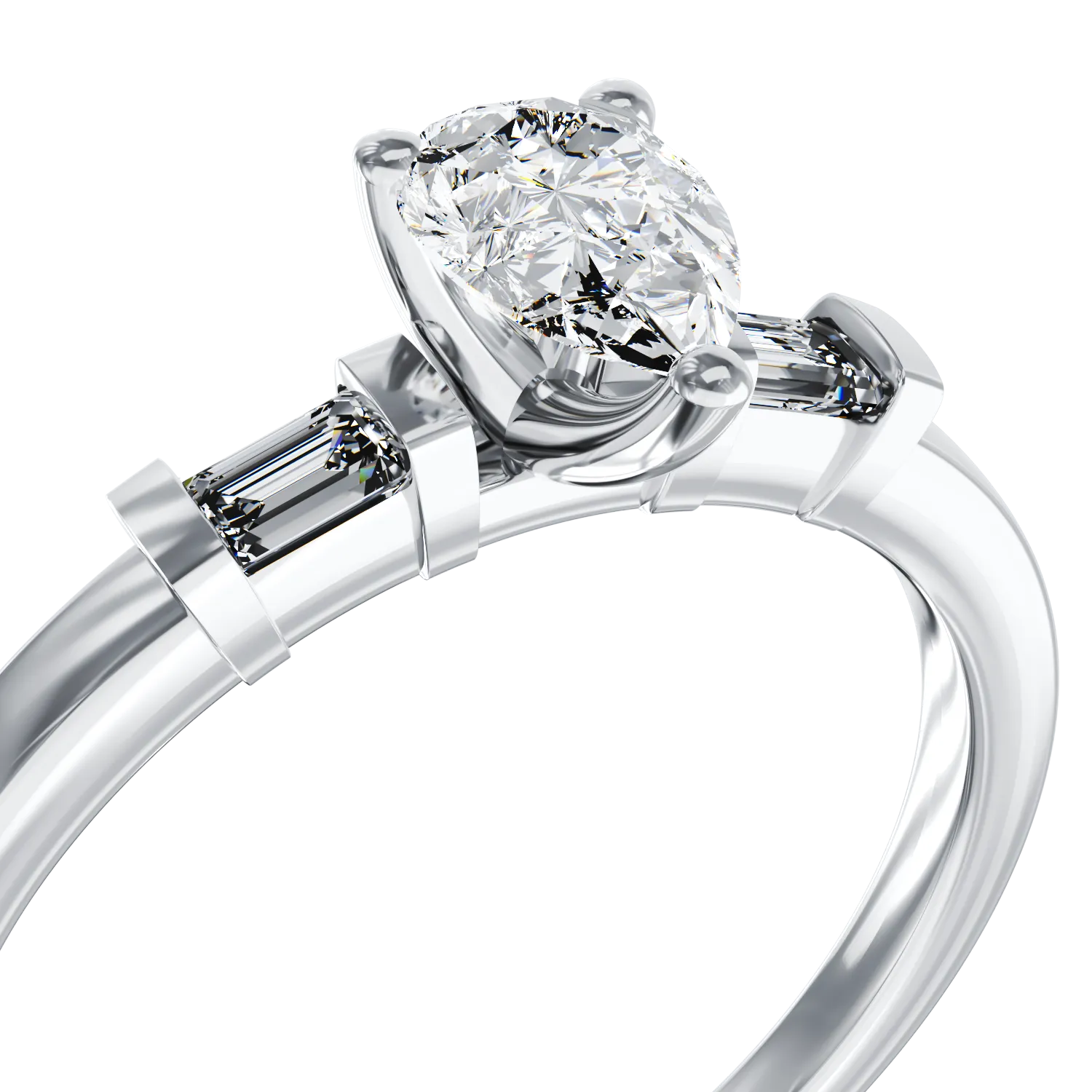 18K white gold engagement ring with 0.41ct diamond and 0.08ct diamonds