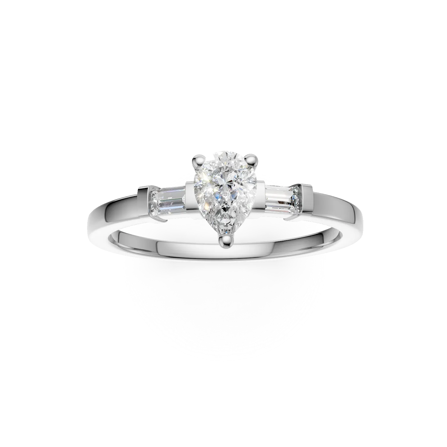 Inel de logodna din aur alb de 18K cu diamant de 0.4ct si diamante de 0.08ct