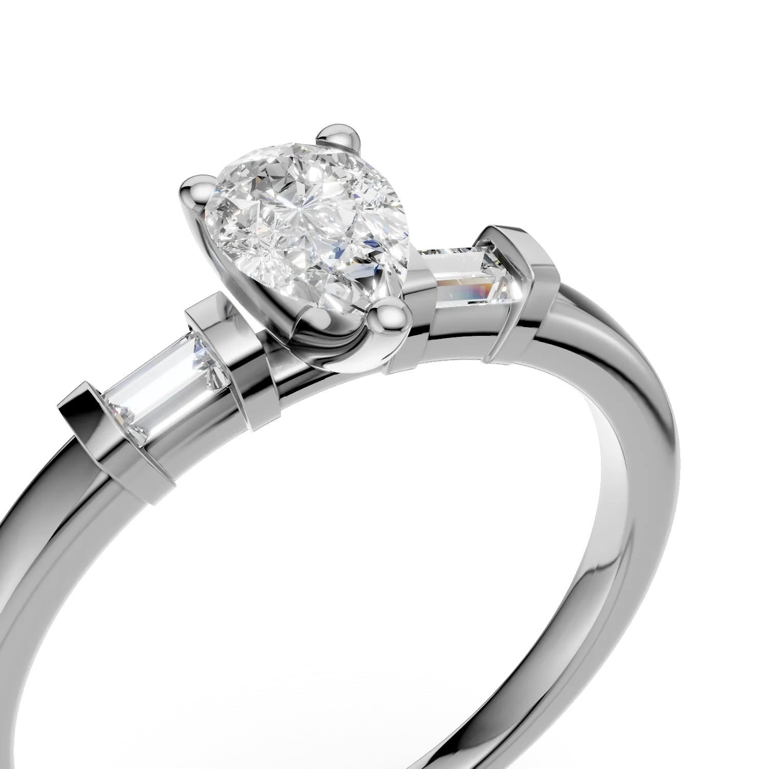 Inel de logodna din aur alb de 18K cu diamant de 0.4ct si diamante de 0.08ct