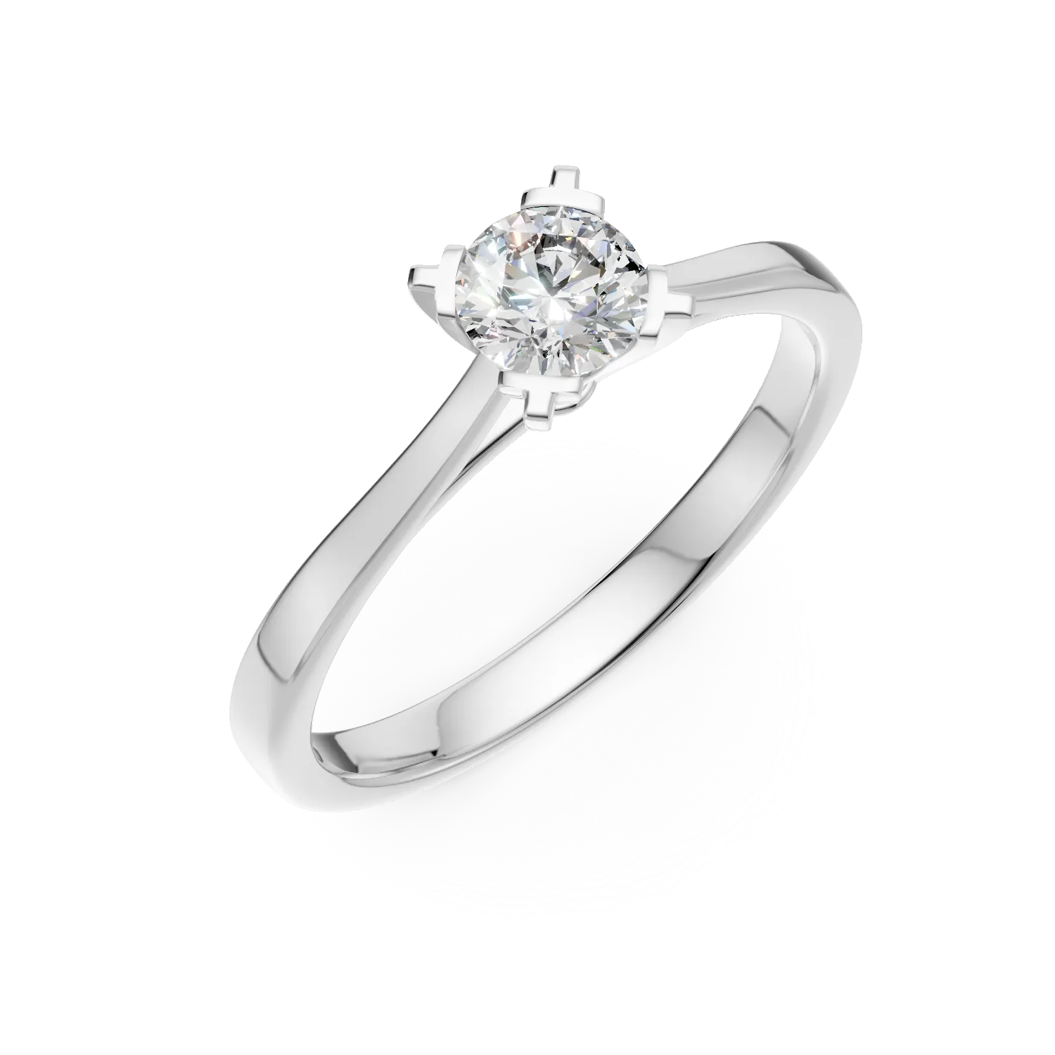 Inel de logodna din aur alb de 18K cu un diamant solitaire de 0.16ct