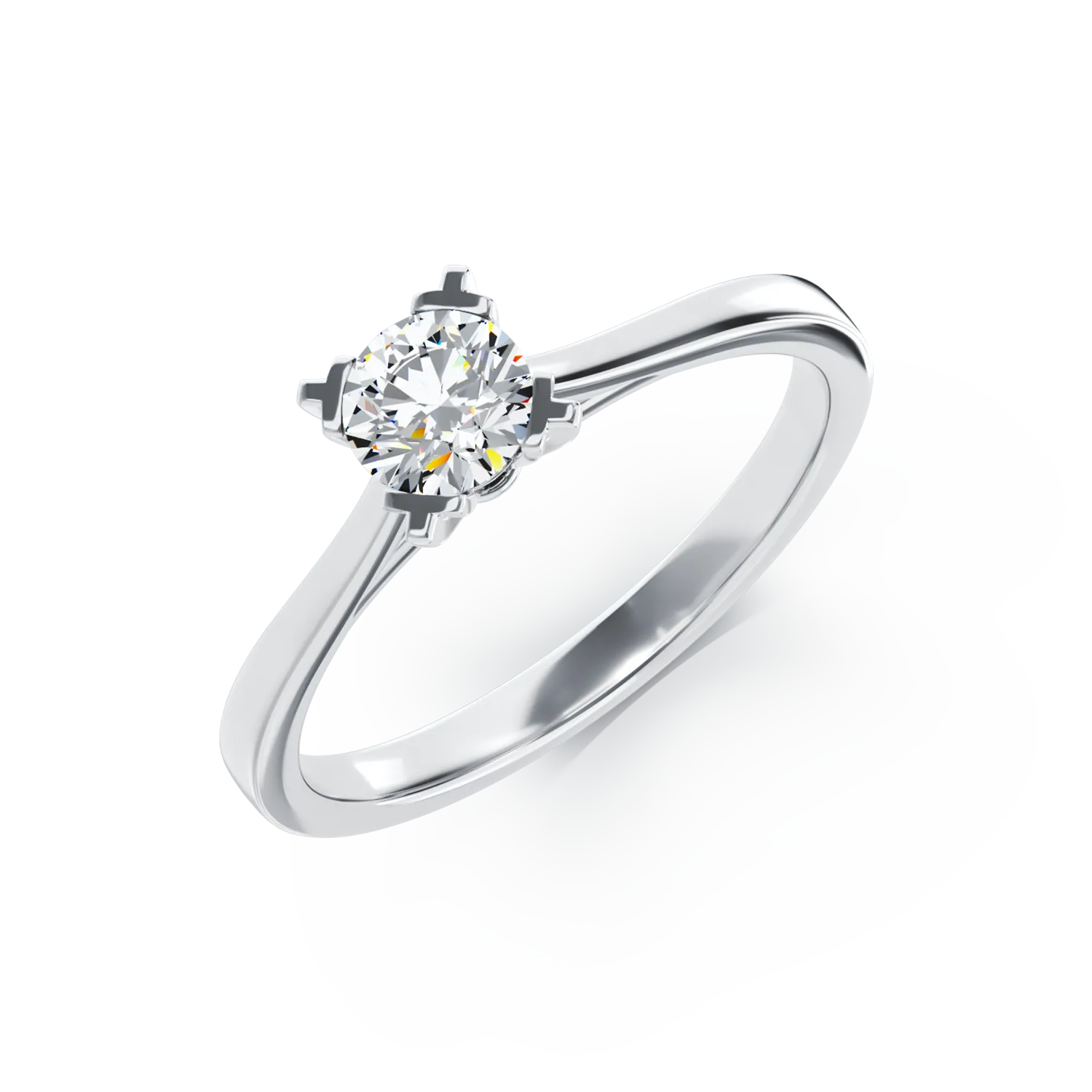 Inel de logodna din aur alb de 18K cu un diamant solitaire de 0.26ct