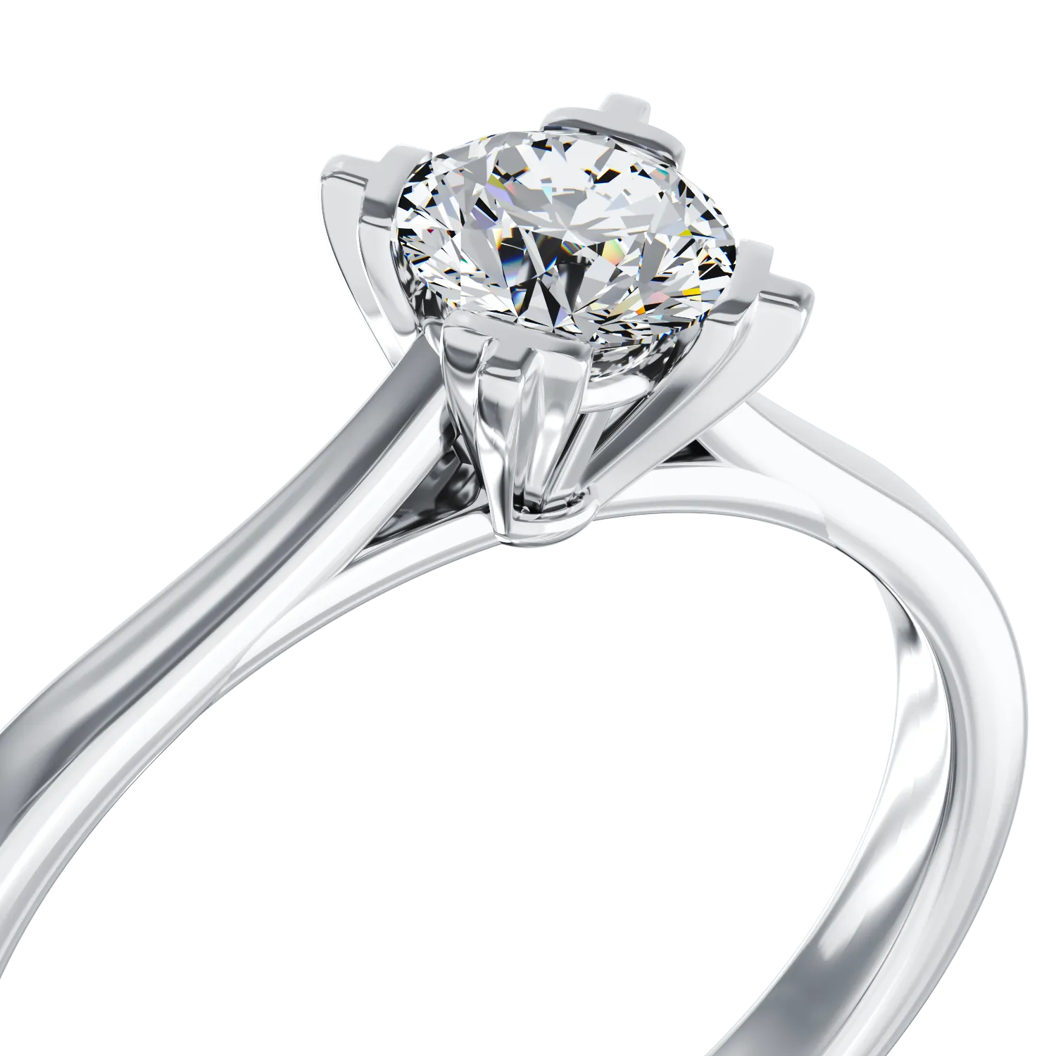 Inel de logodna din aur alb de 18K cu un diamant solitaire de 0.26ct