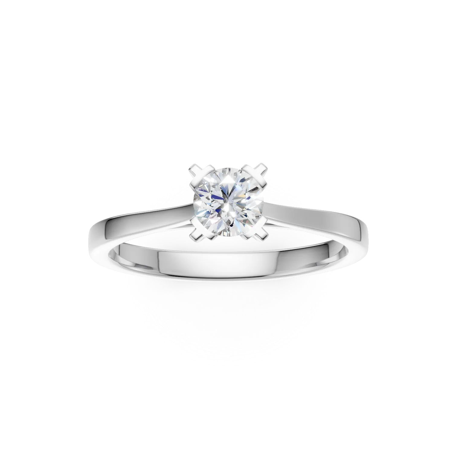 Inel de logodna din aur alb de 18K cu un diamant solitaire de 0.26ct