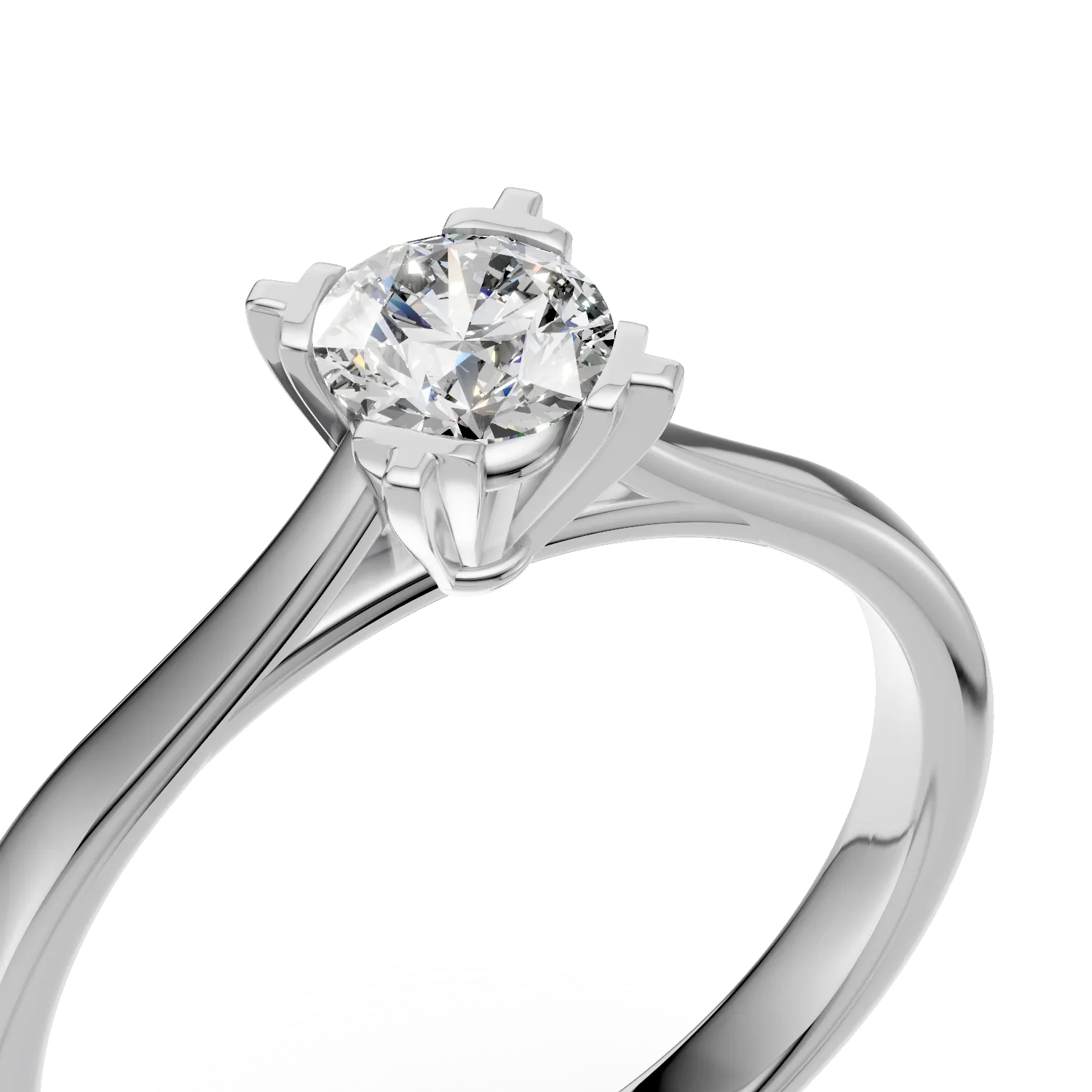 Inel de logodna din aur alb de 18K cu un diamant solitaire de 0.26ct