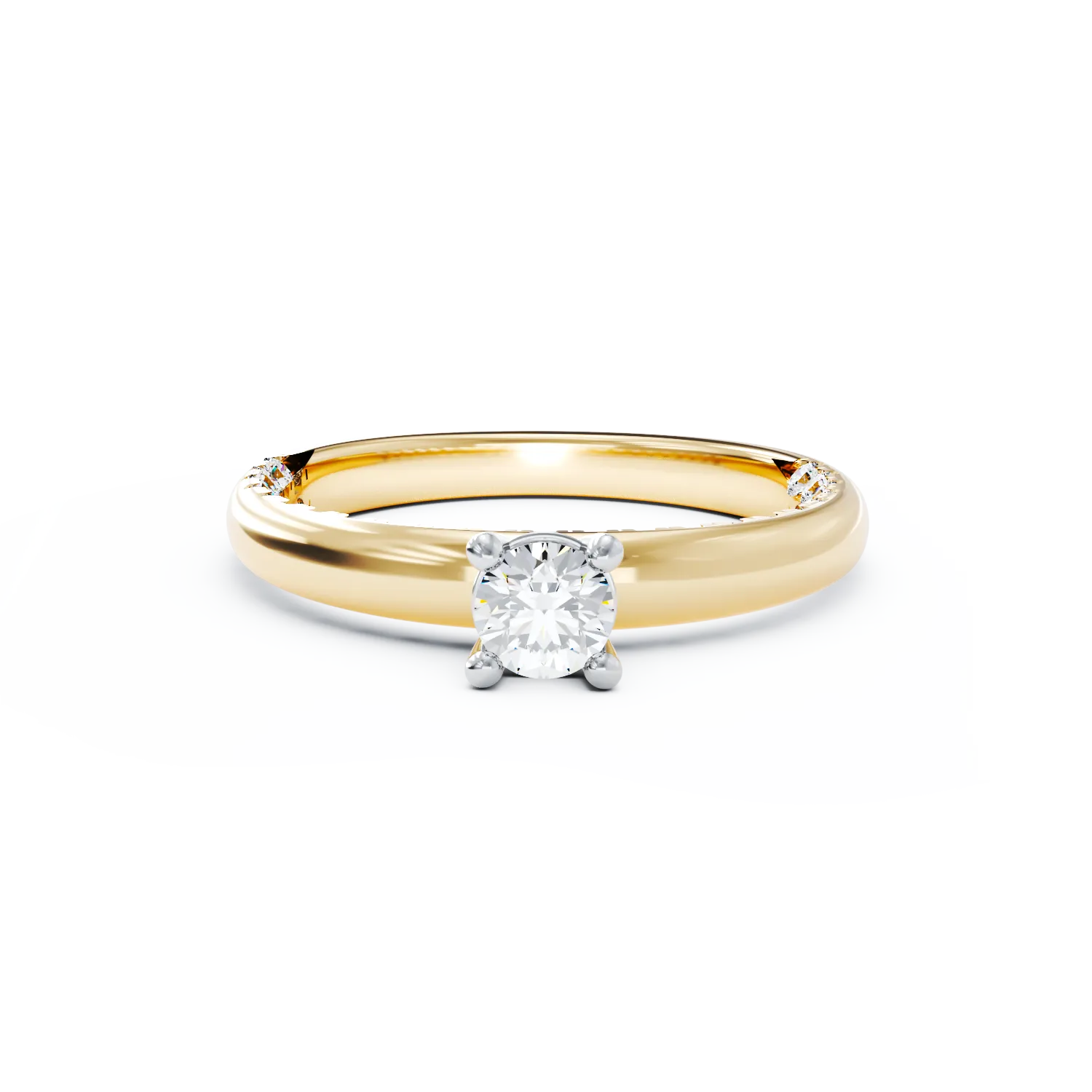 18K yellow gold engagement ring with 0.2ct diamond and 0.2ct diamonds