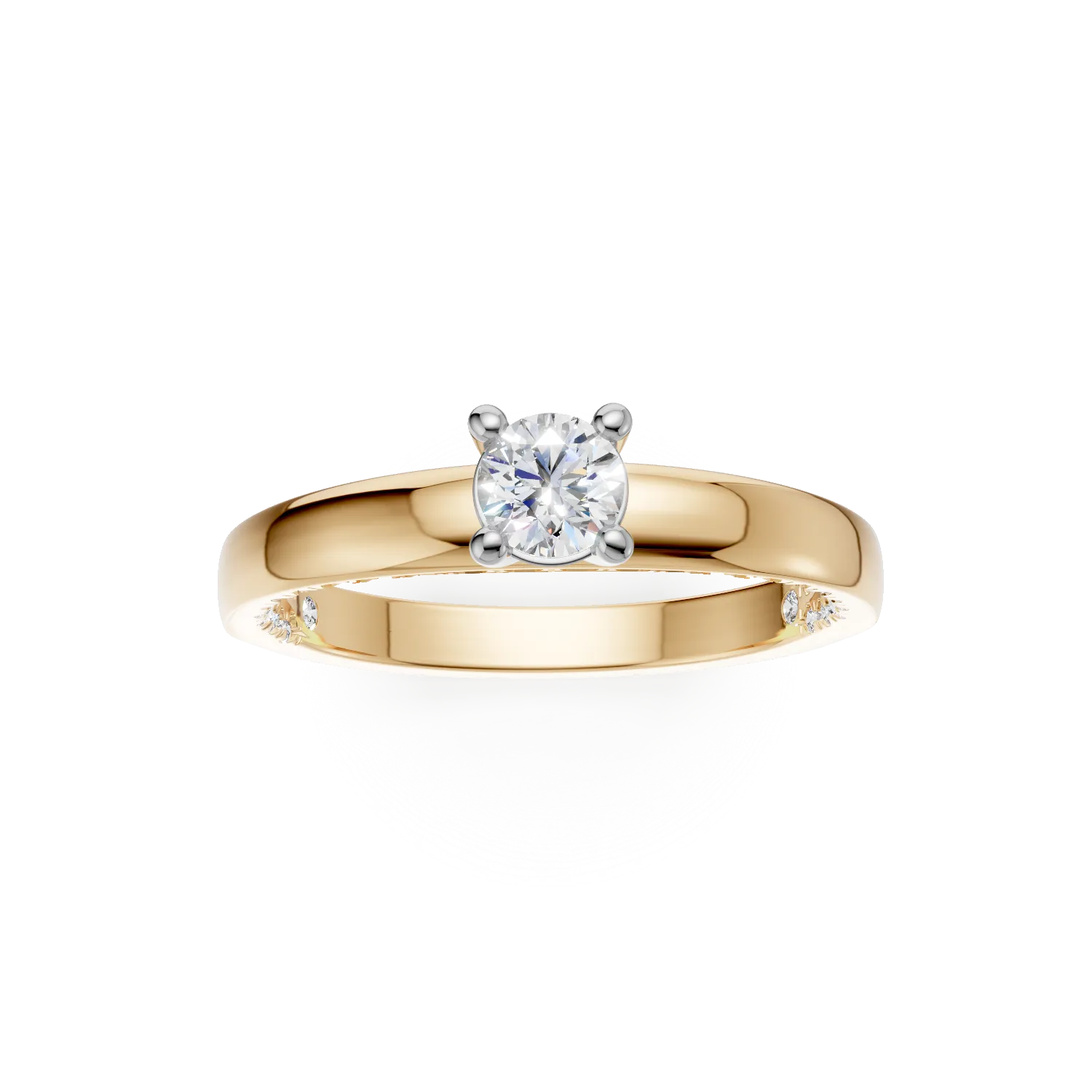 Inel de logodna din aur galben de 18K cu diamant de 0.2ct si diamante de 0.2ct