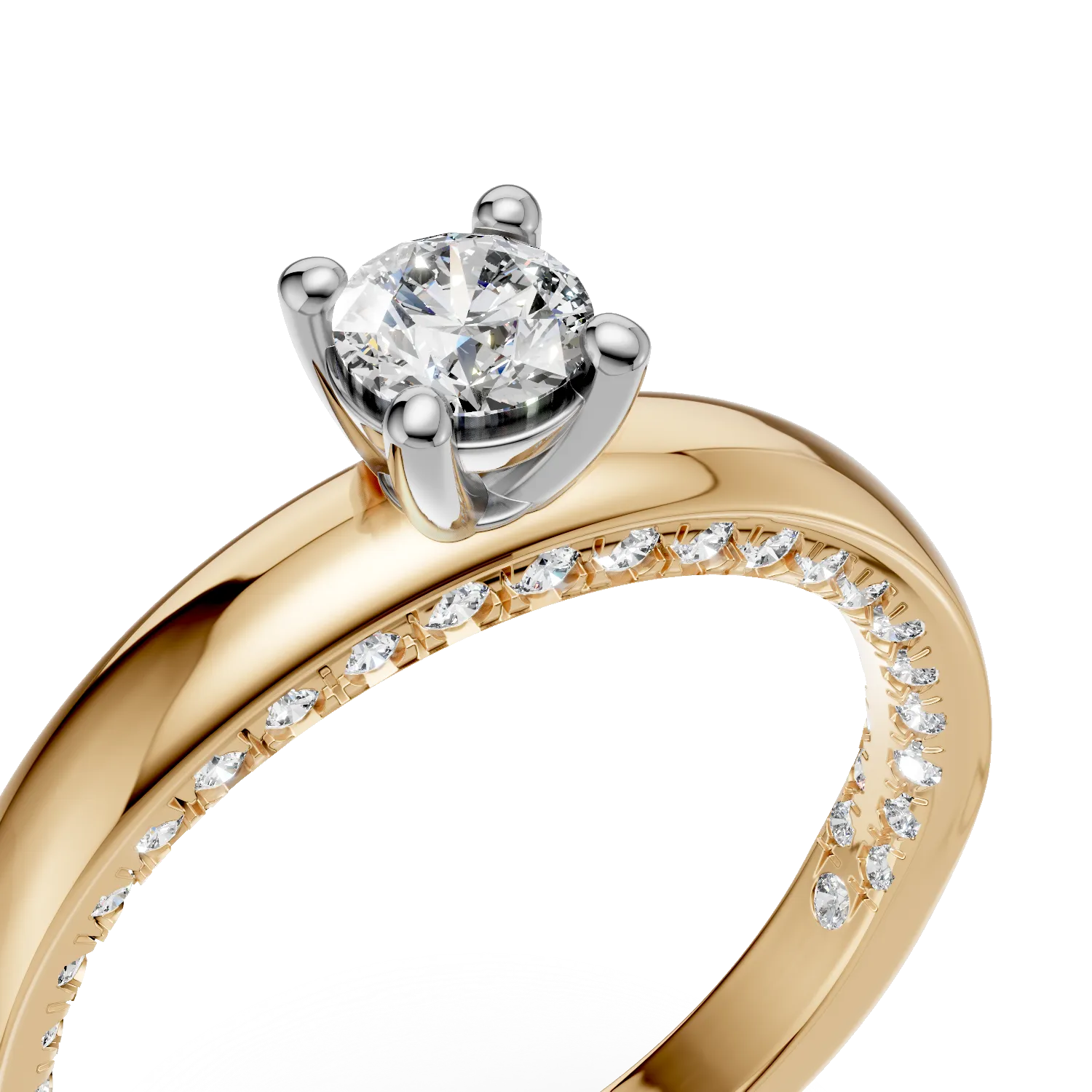 Inel de logodna din aur galben de 18K cu diamant de 0.2ct si diamante de 0.2ct