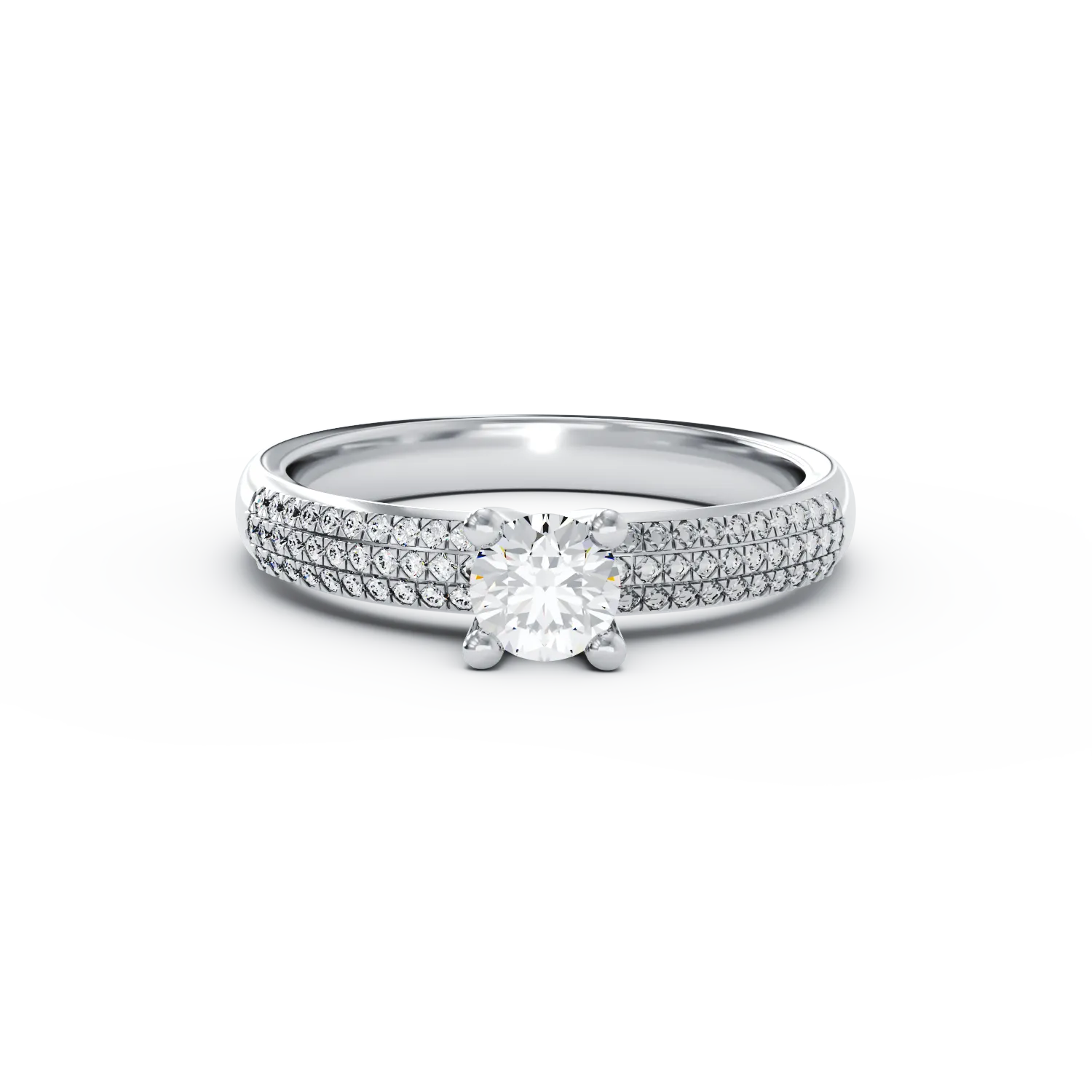 Годежен пръстен 18K бяло злато с централен диамант 0.24ct и 0.13ct странични диаманти