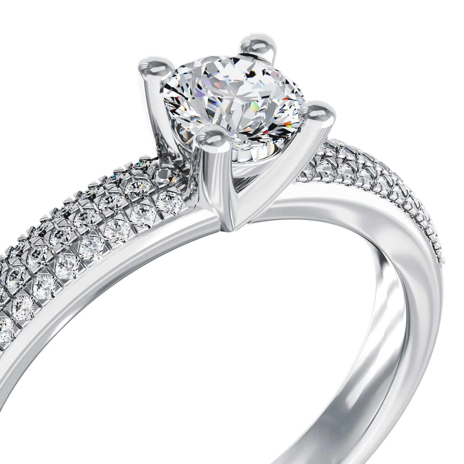 18K white gold engagement ring with 0.3ct diamond and 0.27ct diamonds