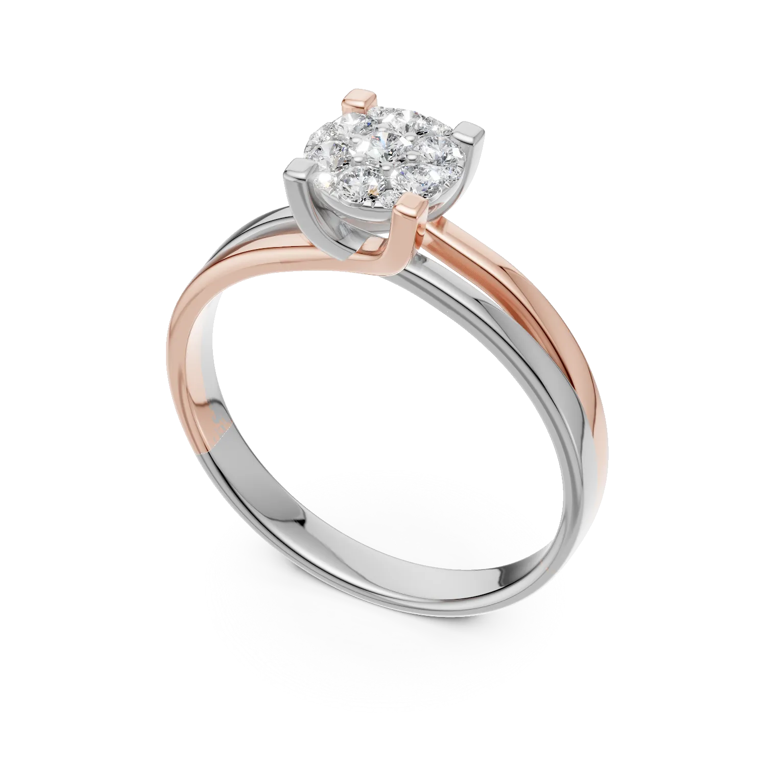 18 karátos fehérrózsa arany eljegyzési gyűrű 0.24 karátos gyémánttal