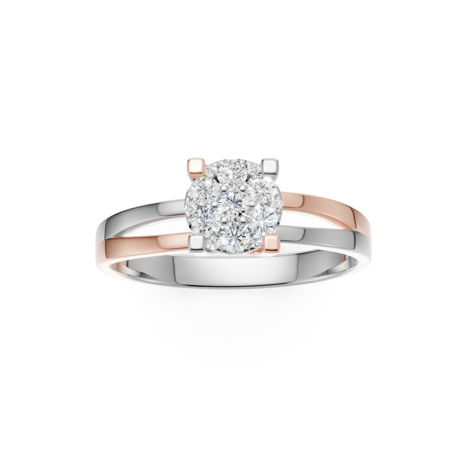 18 karátos fehérrózsa arany eljegyzési gyűrű 0.24 karátos gyémánttal