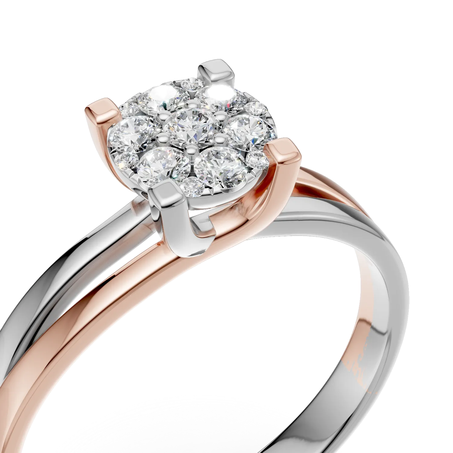 18 karátos fehérrózsa arany eljegyzési gyűrű 0.24 karátos gyémánttal