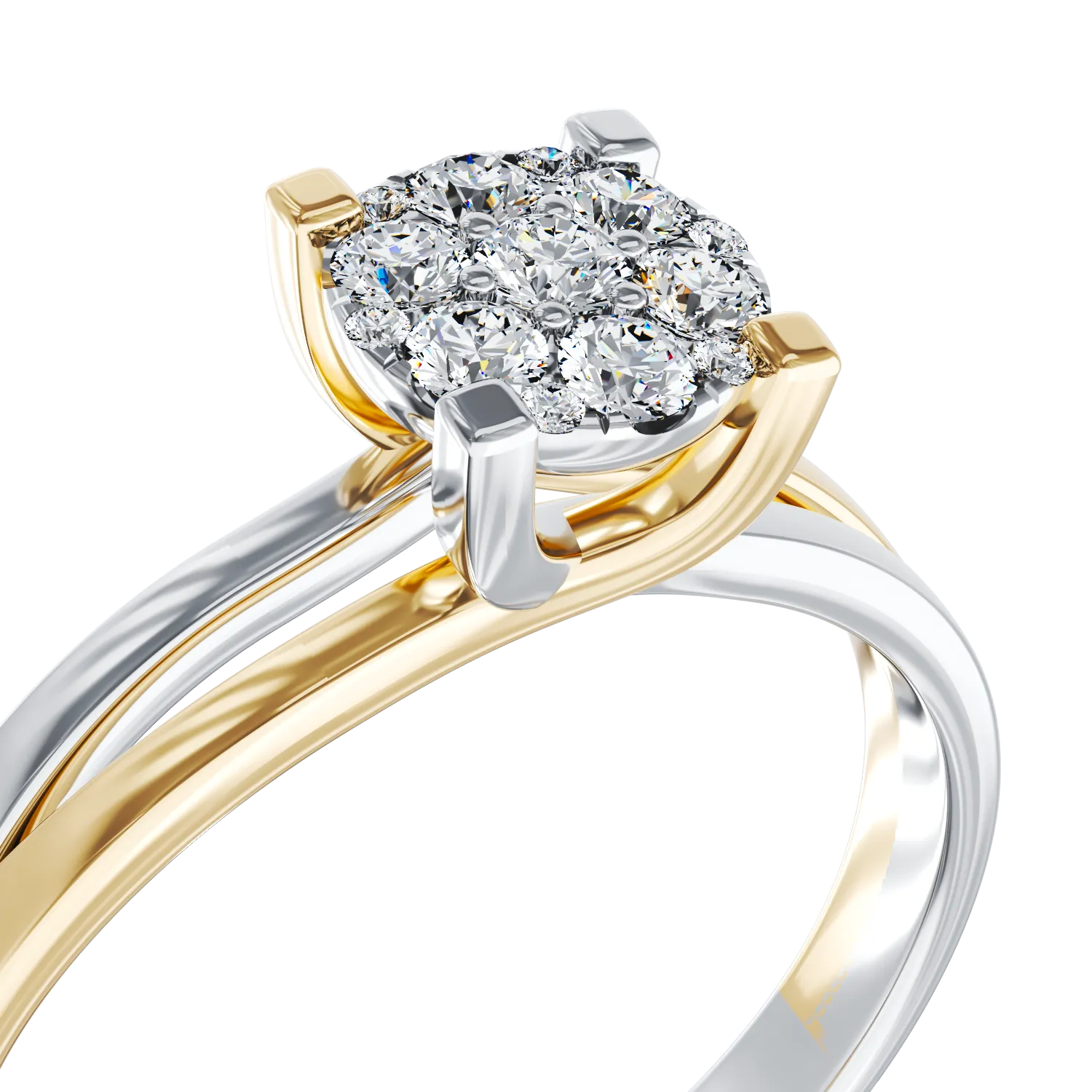 Inel de logodna din aur alb-roz de 18K cu diamante de 0.24ct