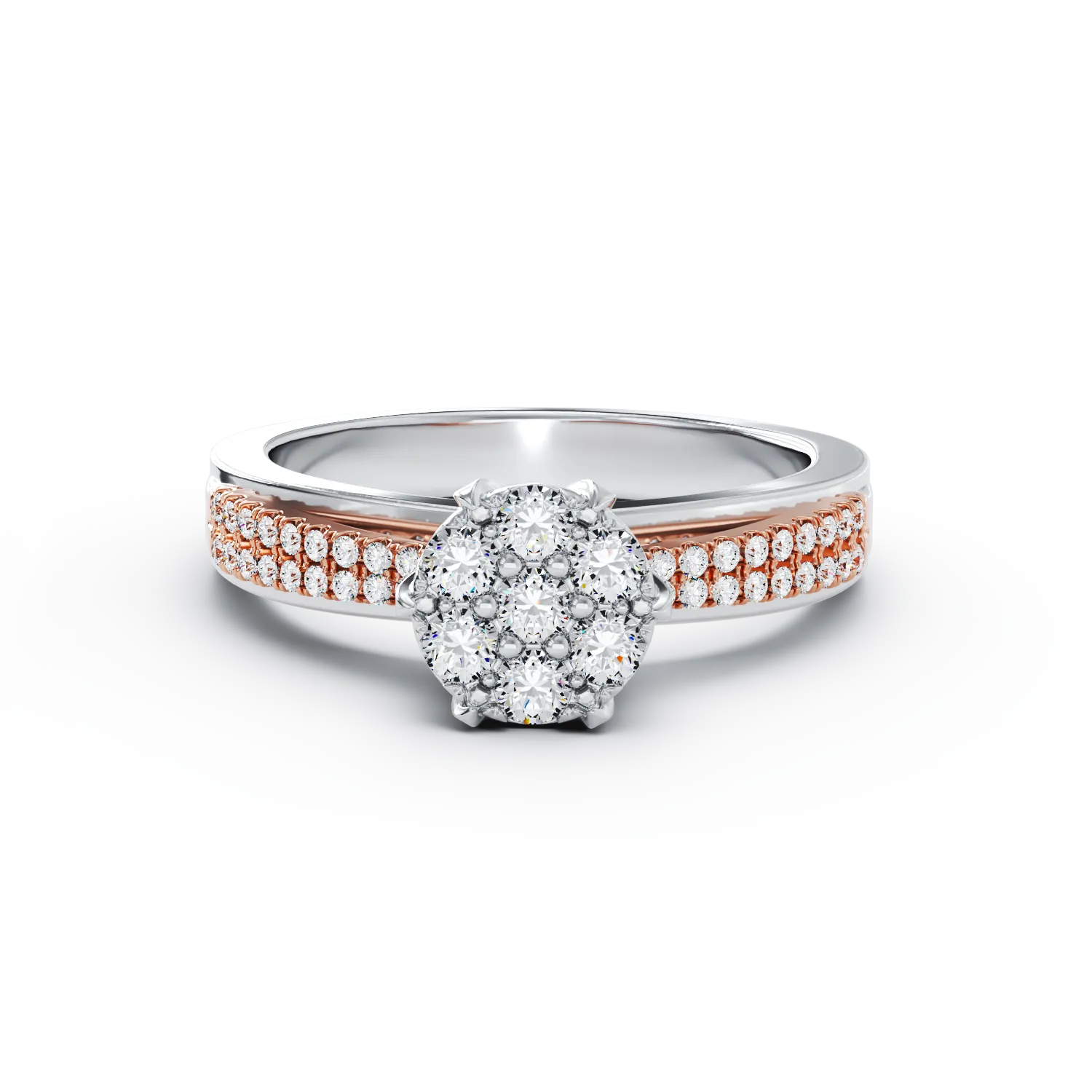 Pierścionek zaręczynowy z 18K białego różowego złota z 0.36ct diamentami