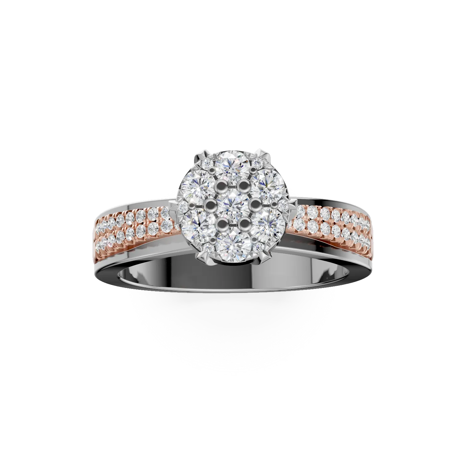 18K fehérrózsa arany eljegyzési gyűrű 0.36ct gyémántokkal