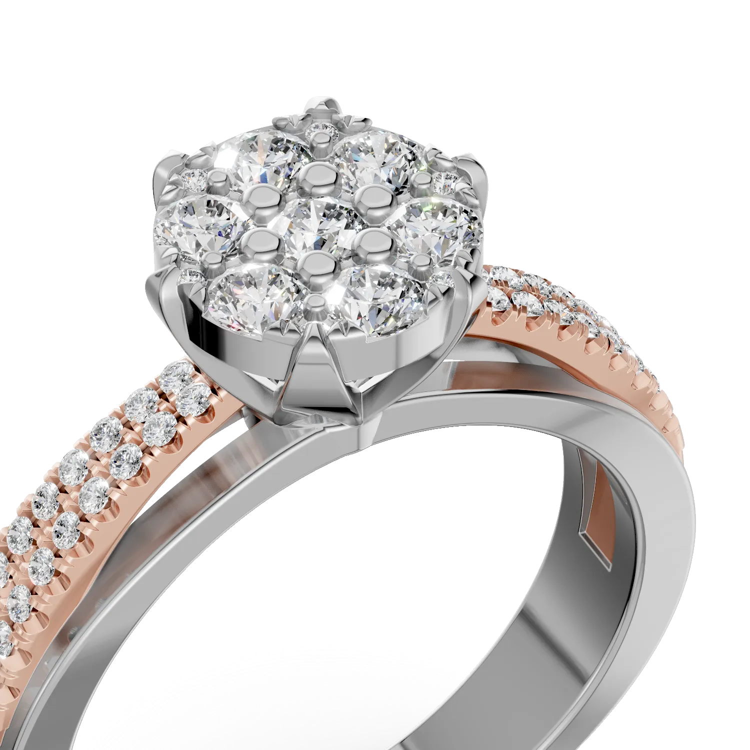 18K fehérrózsa arany eljegyzési gyűrű 0.36ct gyémántokkal