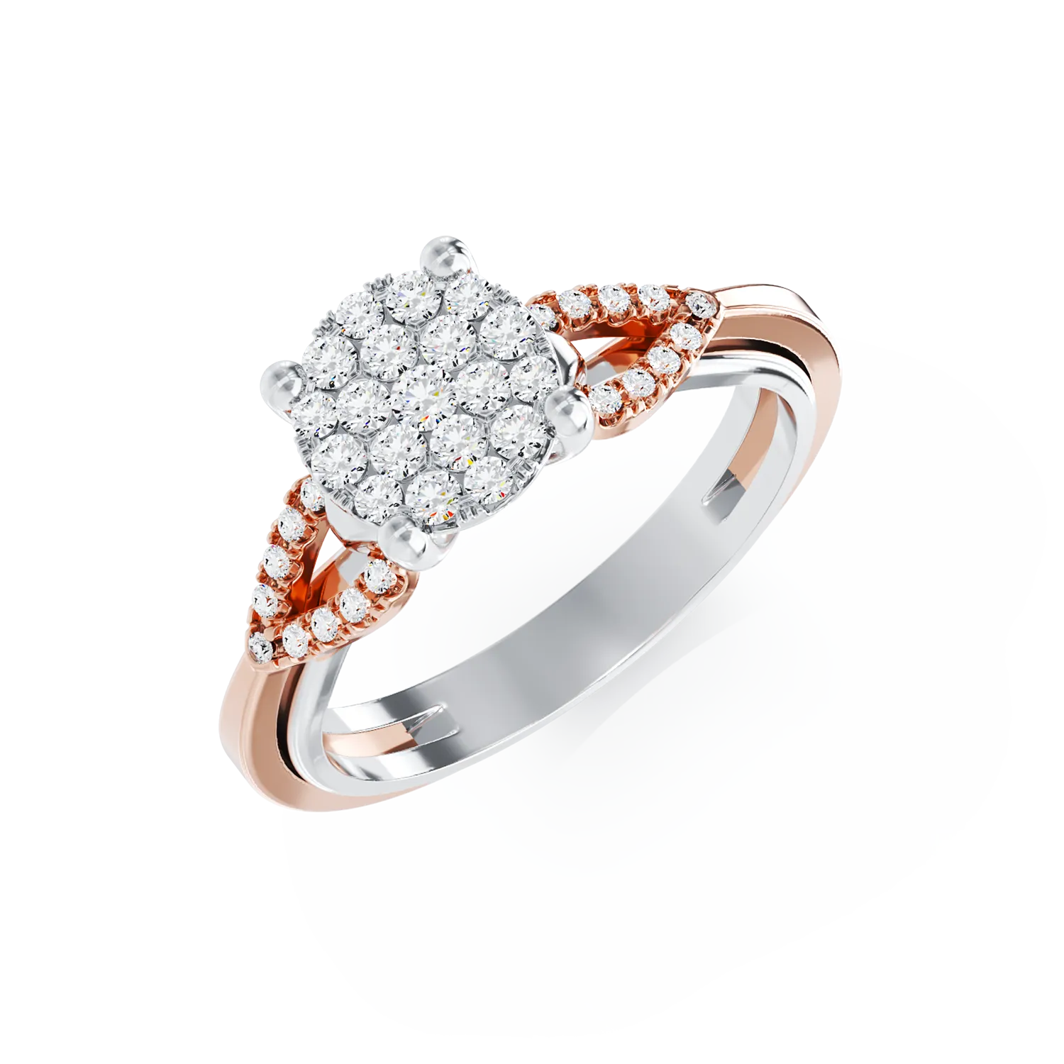 18K white-rose gold engagement ring with 0.33ct diamonds