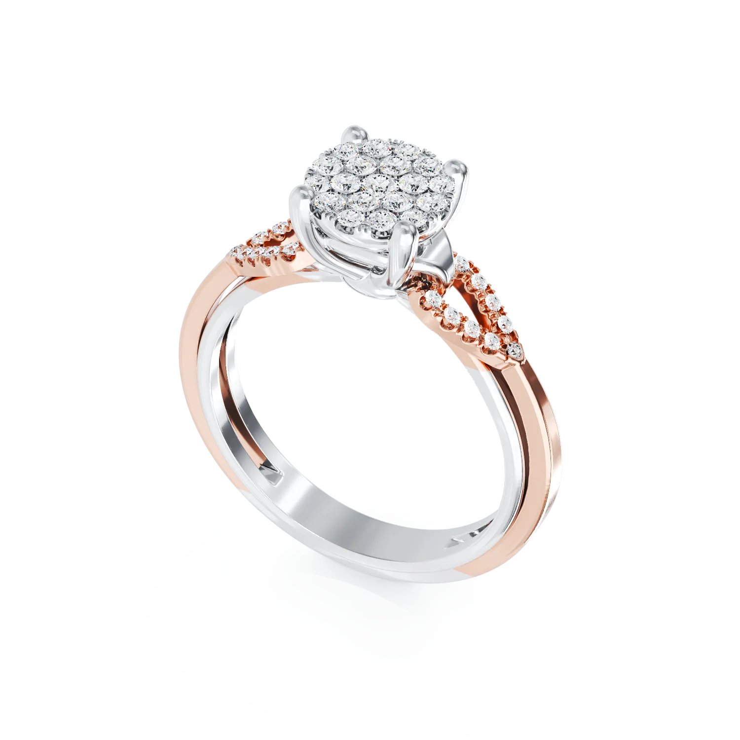18K white-rose gold engagement ring with 0.35ct diamonds