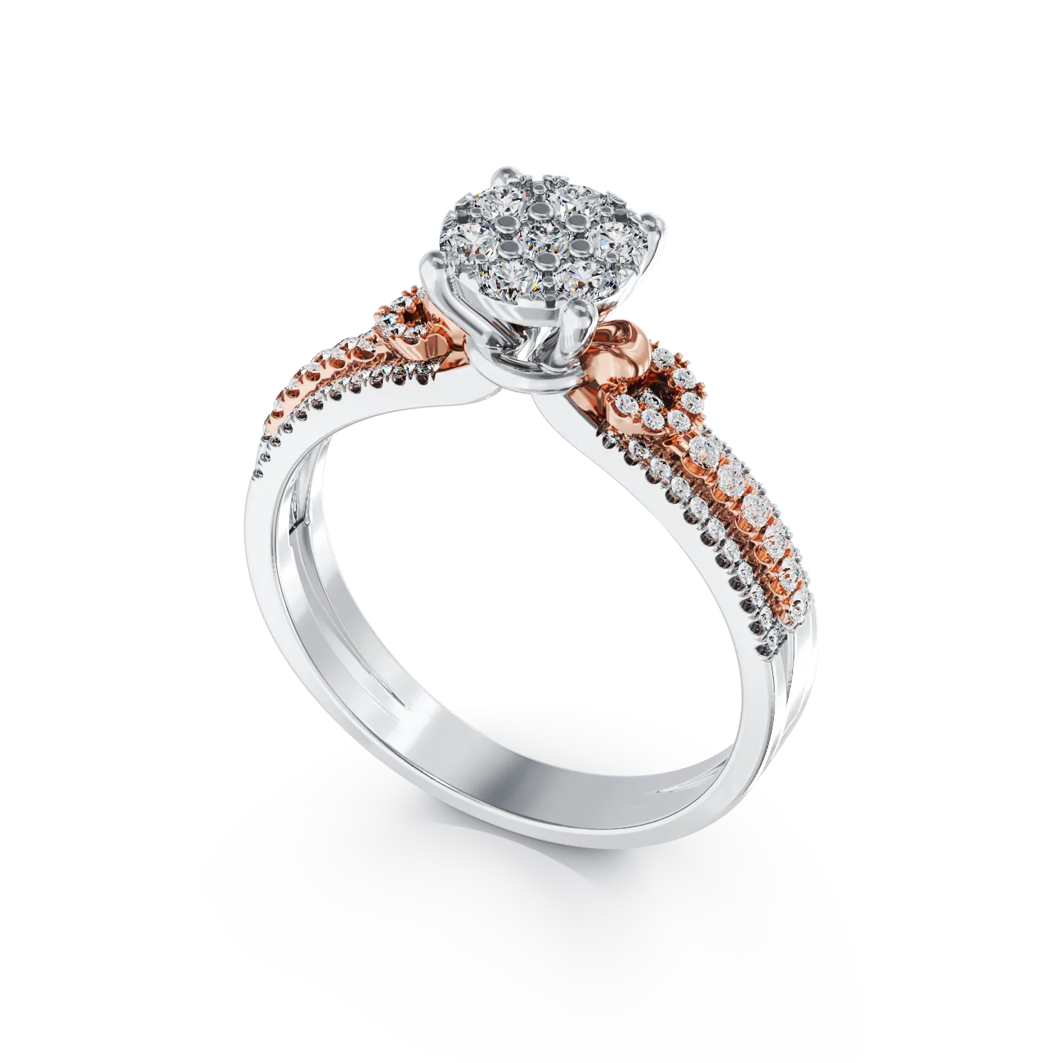Годежен пръстен от бяло розово злато 18K с диаманти 0.47ct