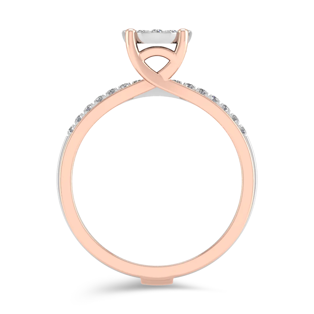 Pierścionek zaręczynowy 18-karatowy z białego różowego złota z diamentami 0.39ct