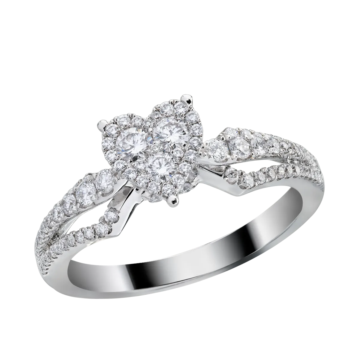 Teilor Inel de logodna din aur alb cu diamante de 0.51ct
