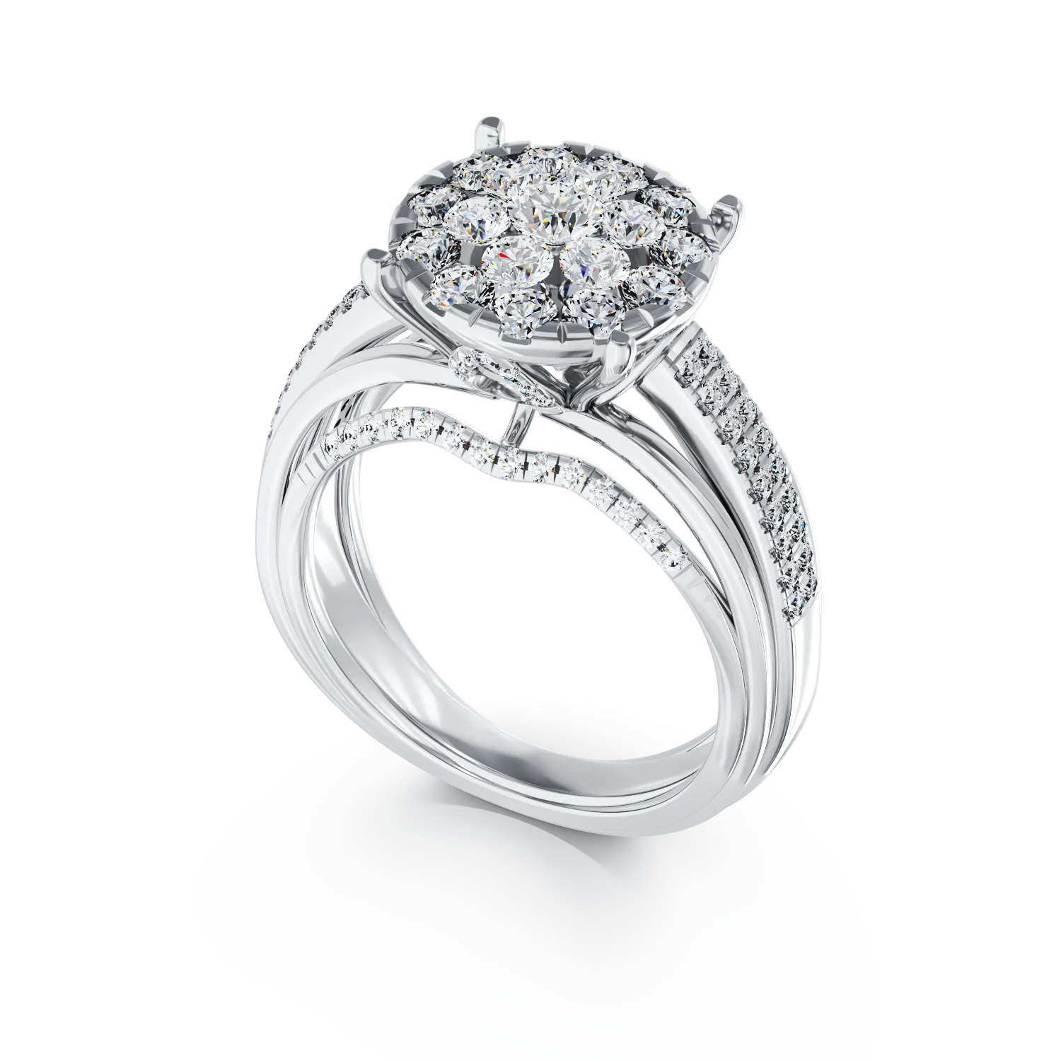 18K white gold engagement ring with diamonds of 0.91ct