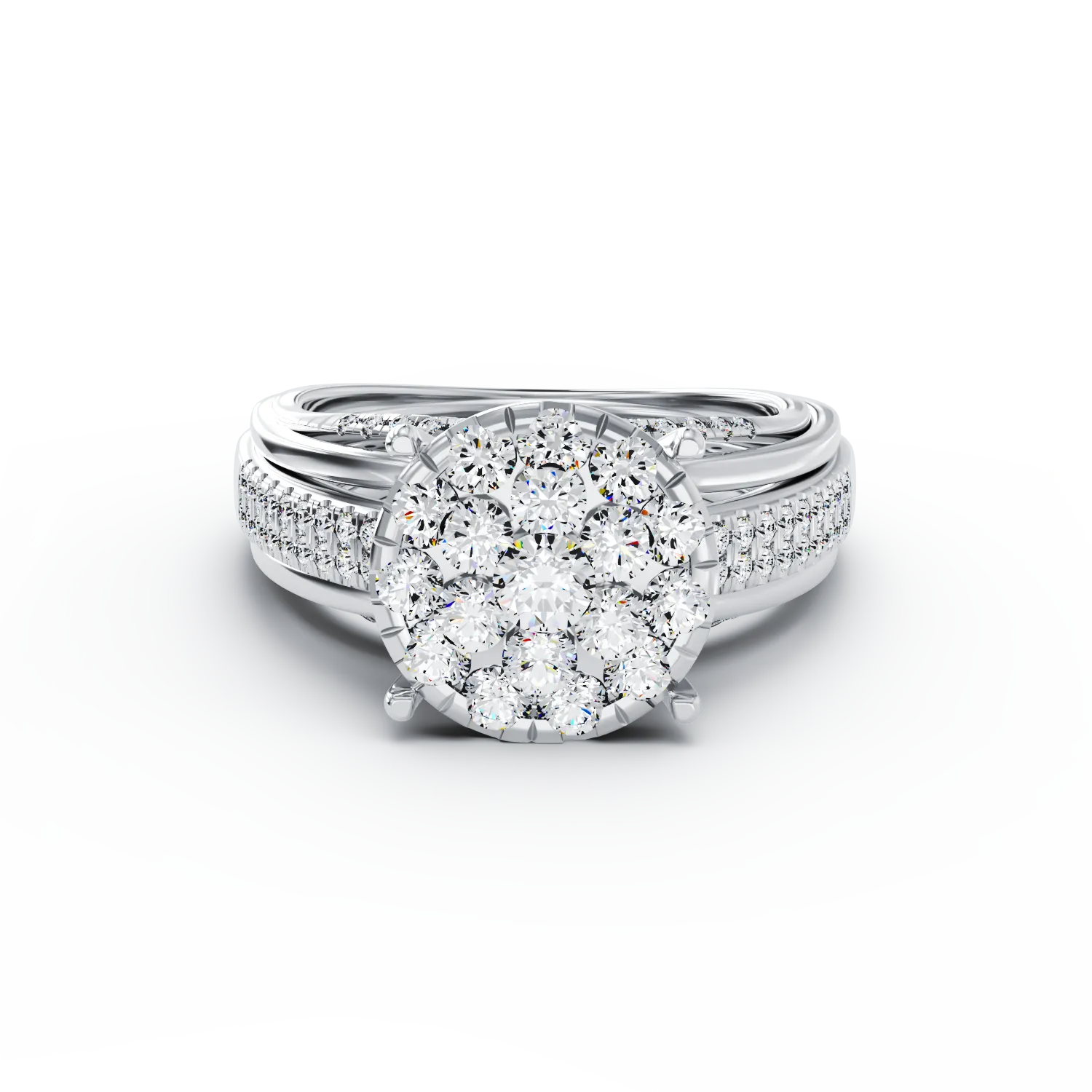 Pierścionek zaręczynowy z białego złota 18K z diamenty 0.91ct