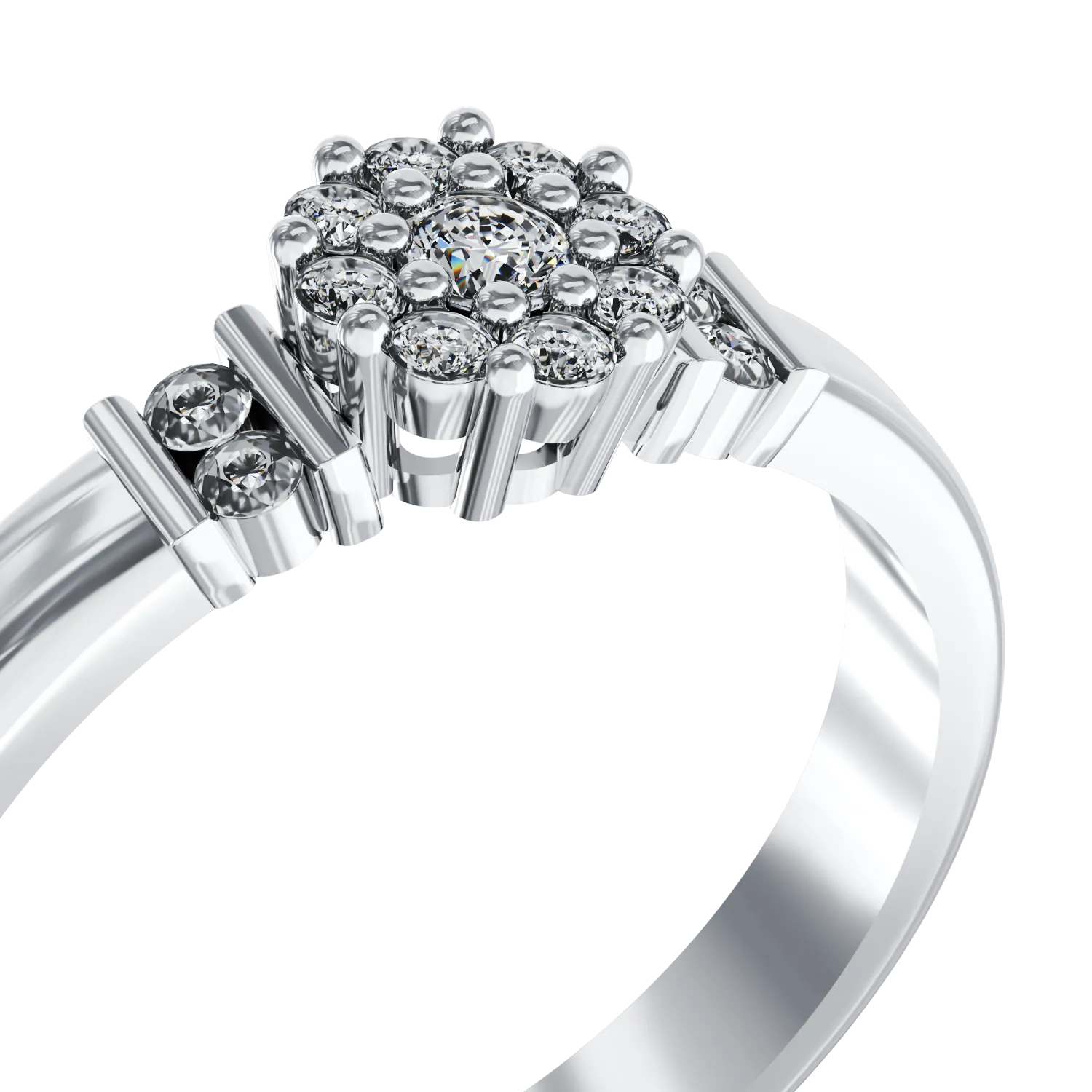 Годежен пръстен от 14K бяло злато с 0.27ct диаманти