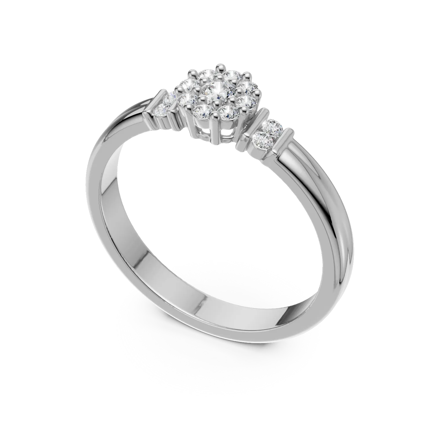 Inel de logodna din aur alb de 14K cu diamante de 0.27ct