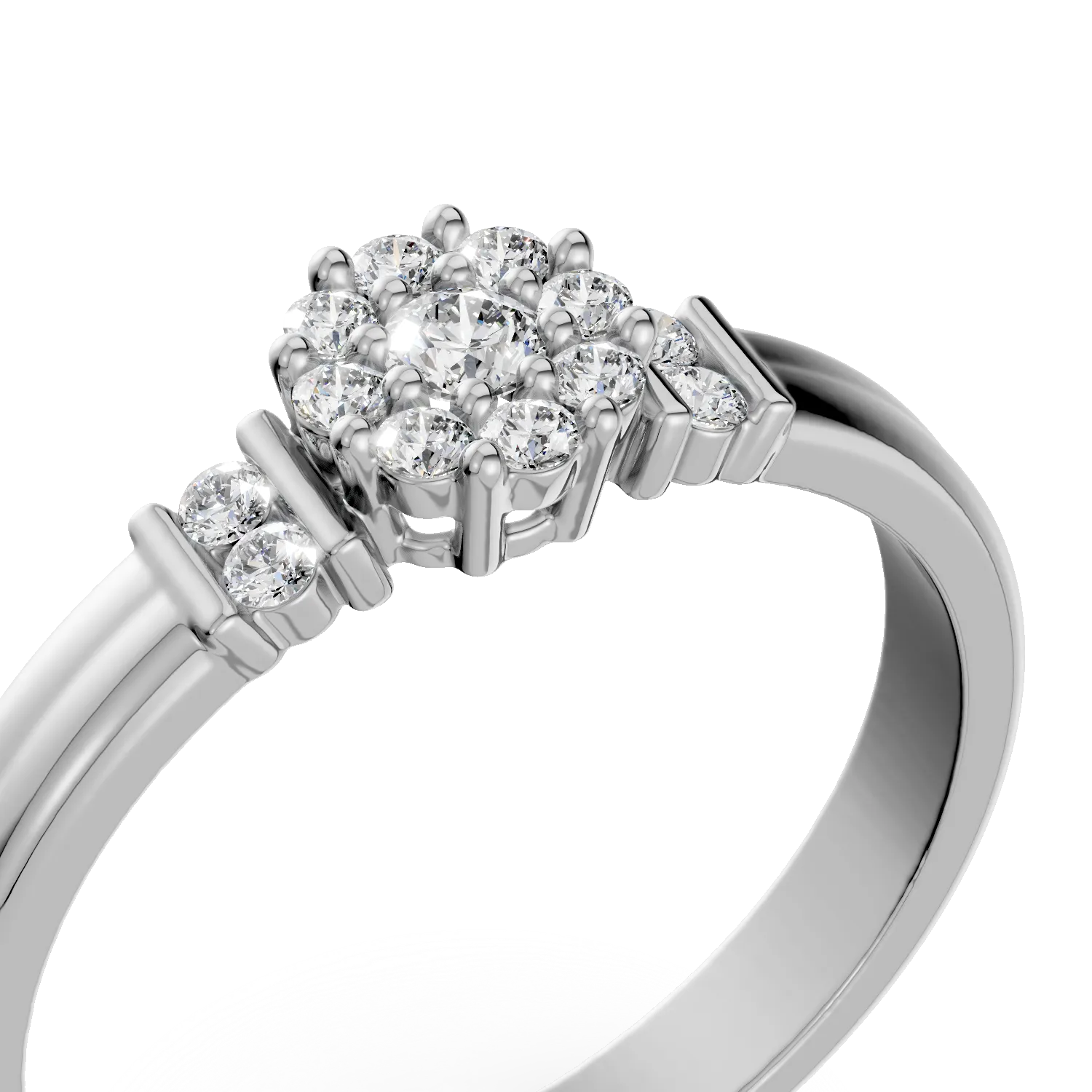 Inel de logodna din aur alb de 14K cu diamante de 0.27ct