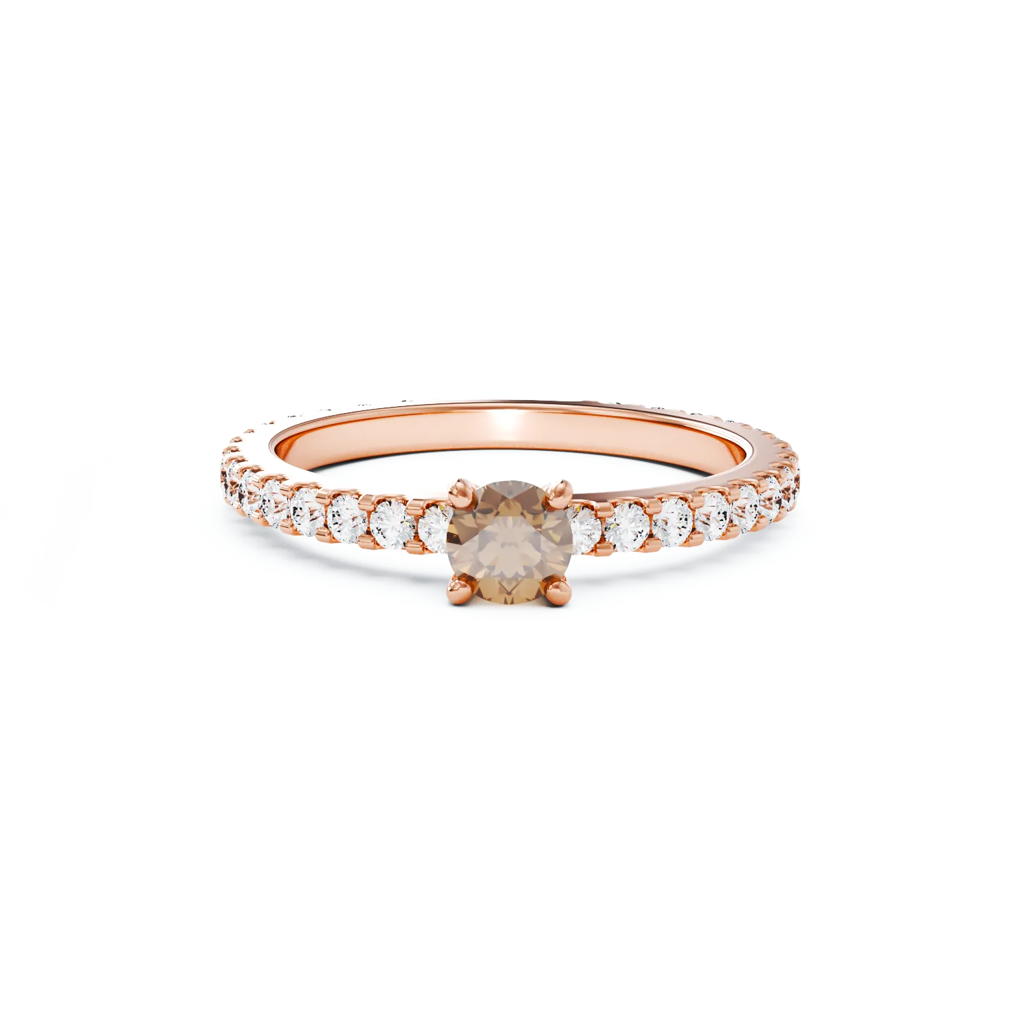 18K rose gold engagement ring with brown diamond of 0.31ct and diamonds of 0.49ct