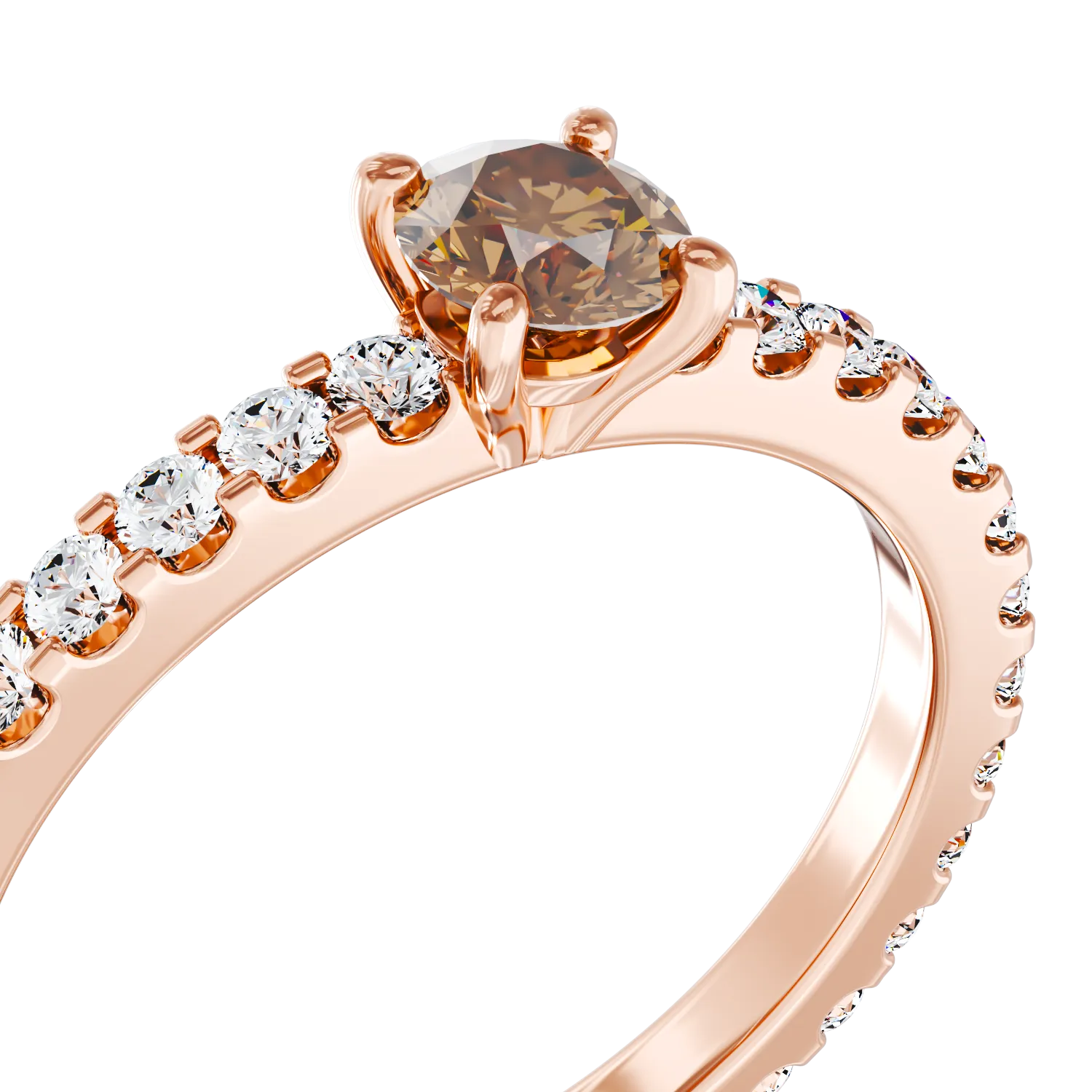 Eljegyzési gyűrű 18K-os rózsaszín aranyból 0,31ct barna gyémánttal