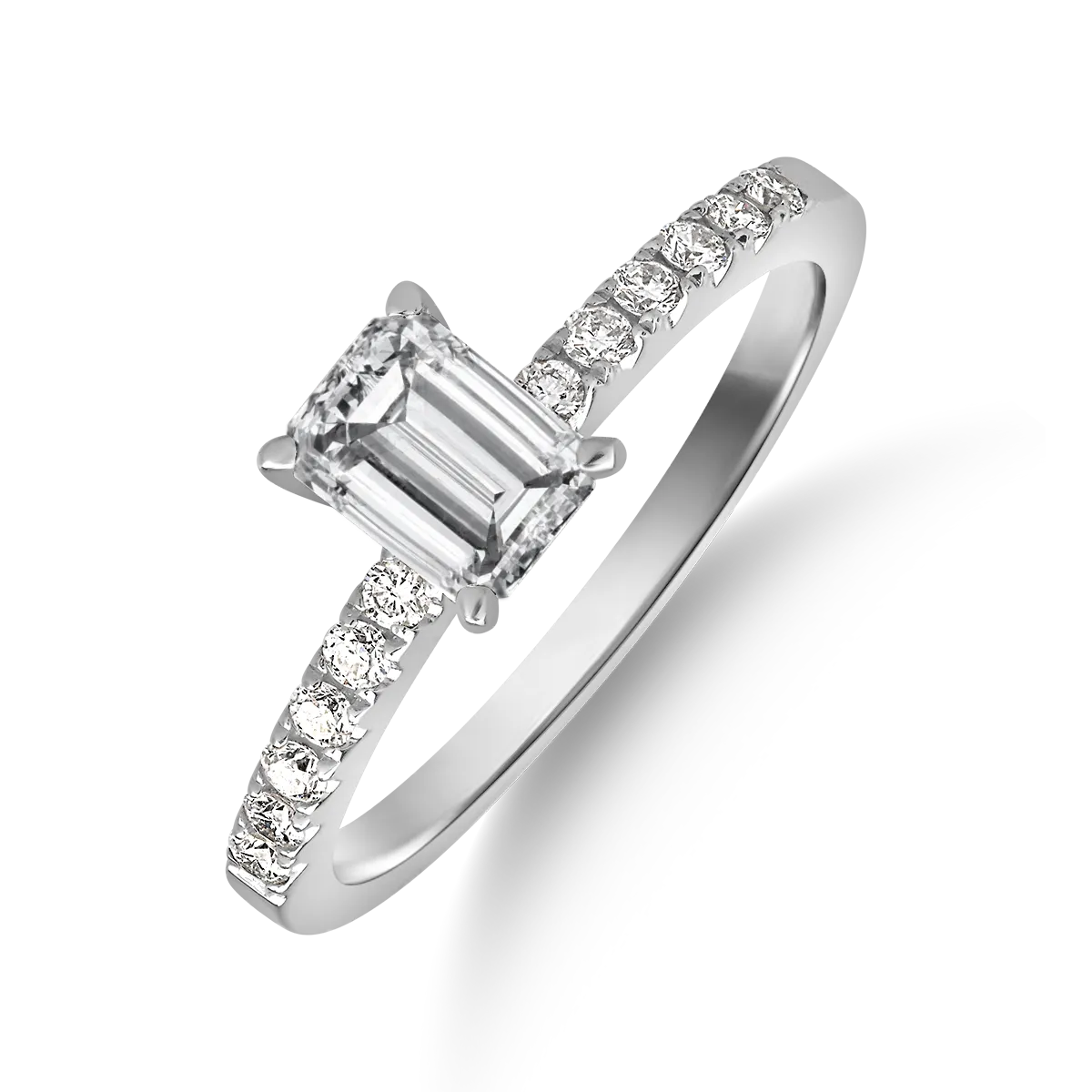 Eljegyzési gyűrű 18K-os fehér aranyból 0,9ct gyémánttal és 0,19ct gyémánttal