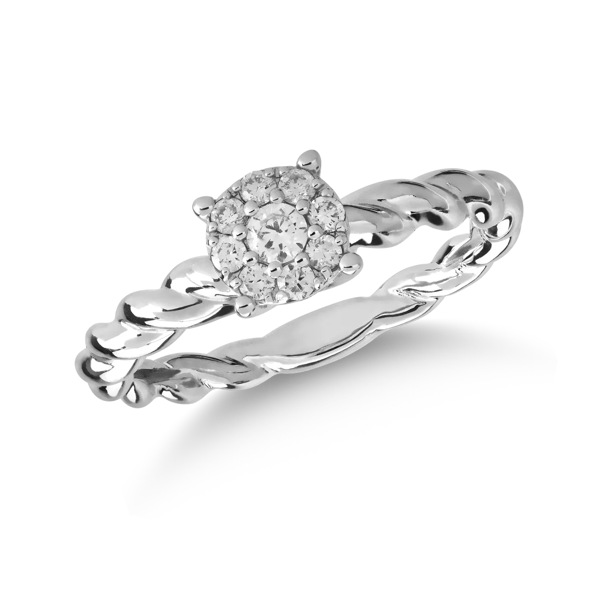 Inel de logodna din aur alb cu un diamant solitaire de 0.26ct