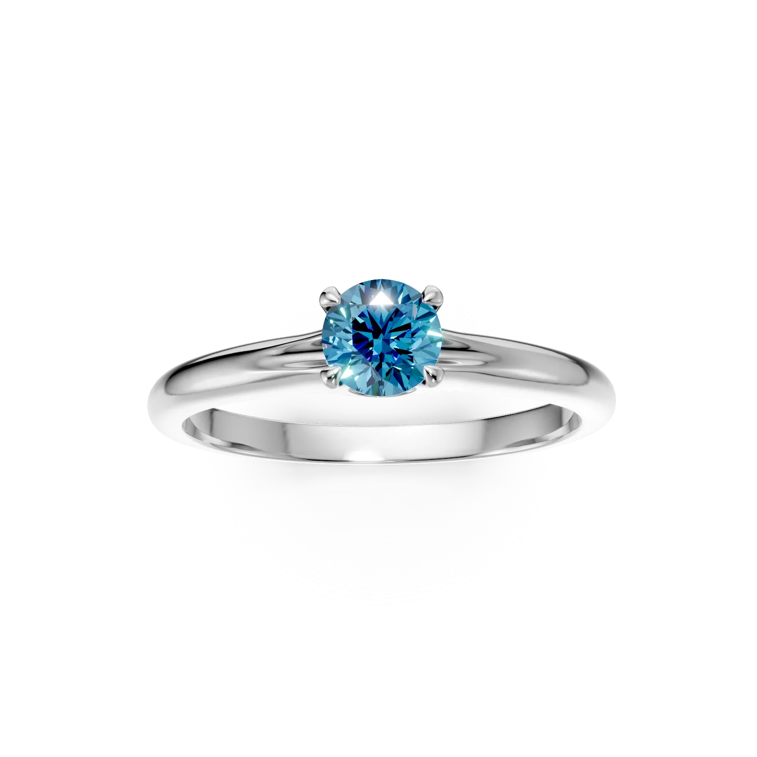 Inel de logodna din aur alb de 18K cu un diamant solitaire albastru de 0.33ct