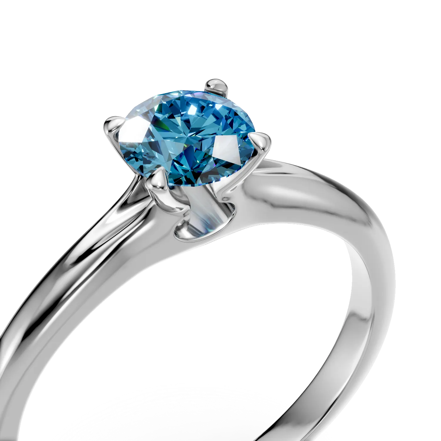 18K white gold engagement ring with blue diamond of 0.55ct
