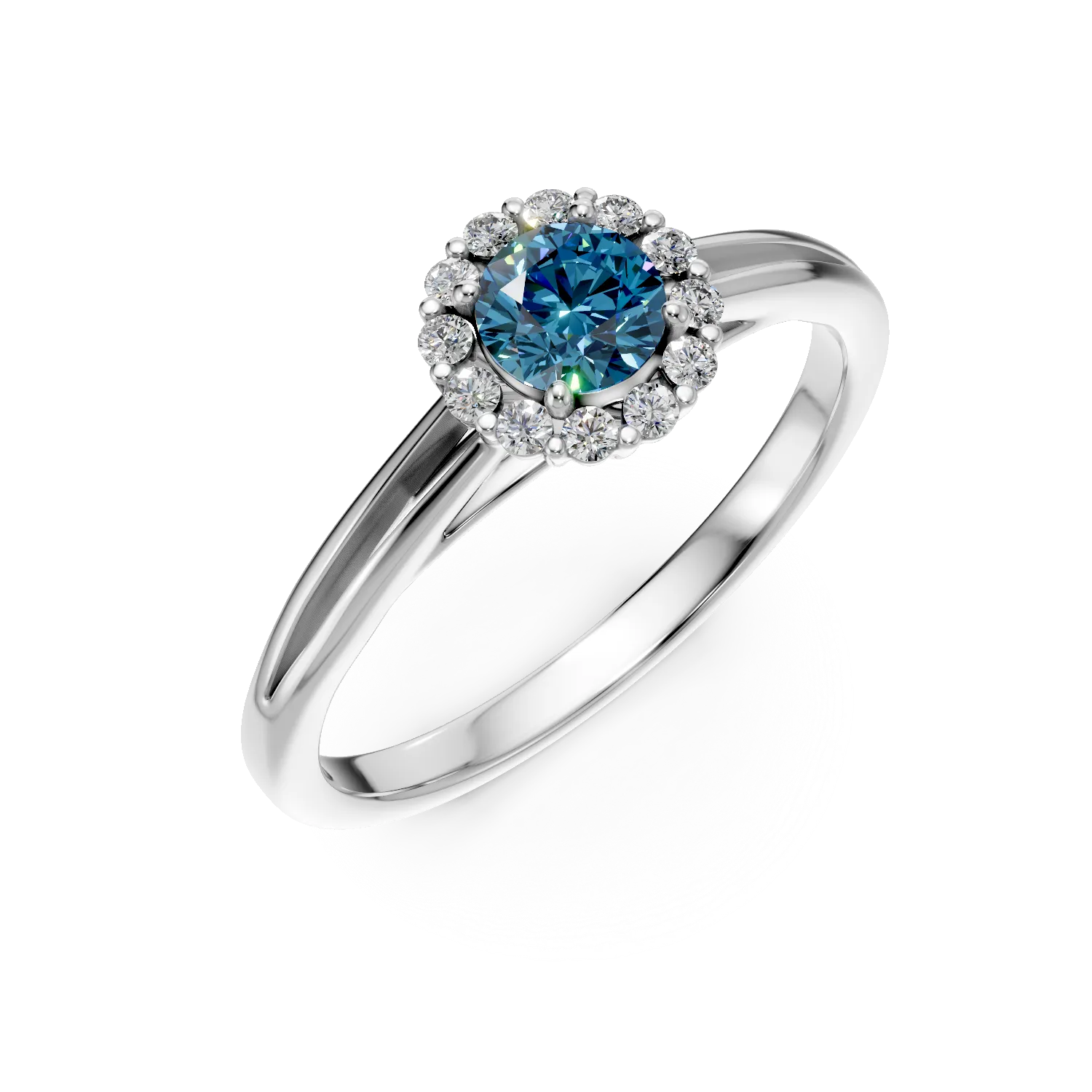 Teilor Inel de logodna din aur alb cu diamant albastru de 0.22ct si diamante de 0.1ct