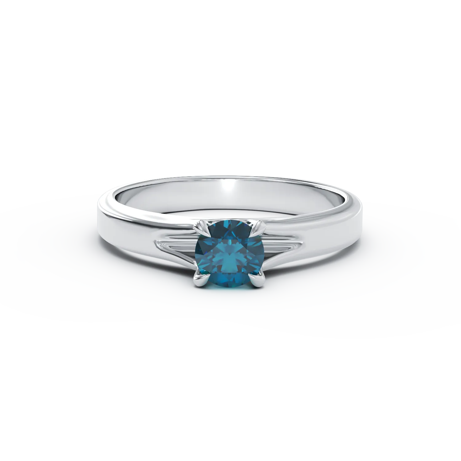 Годежен пръстен от бяло злато 18K с диамант син пасианс 0.44ct