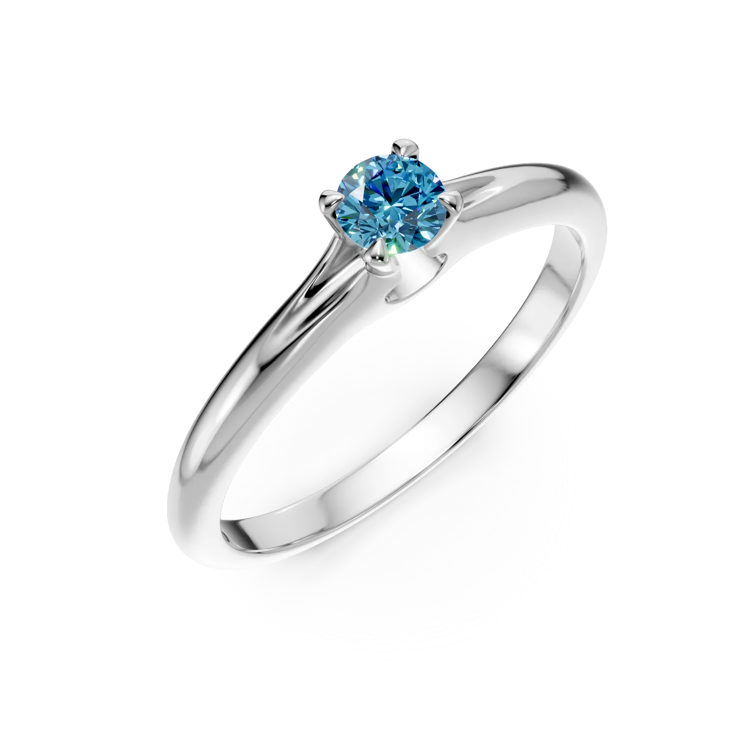 18K fehér arany eljegyzési gyűrű gyémánt kék szoliter 0.22ct