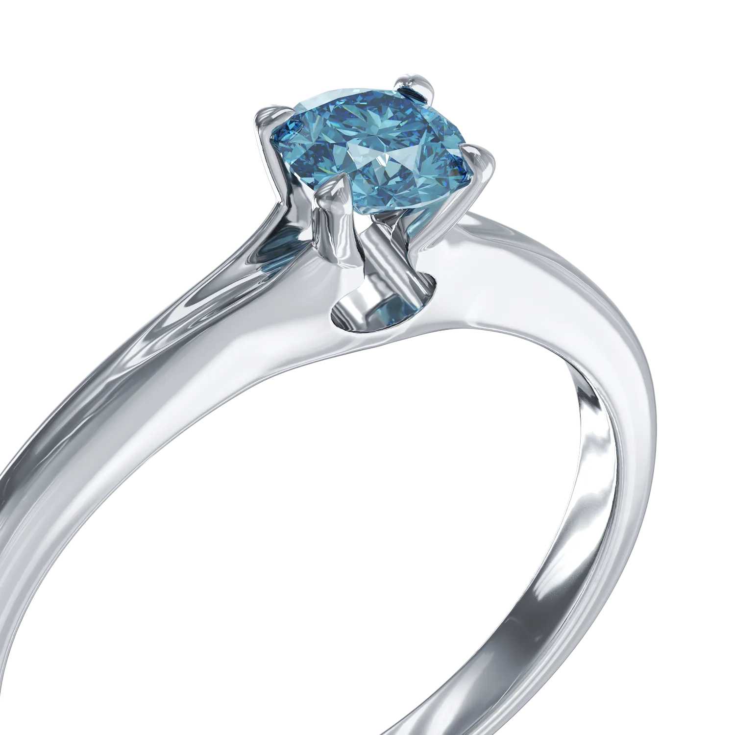 18K white gold engagement ring with blue diamond of 0.22ct