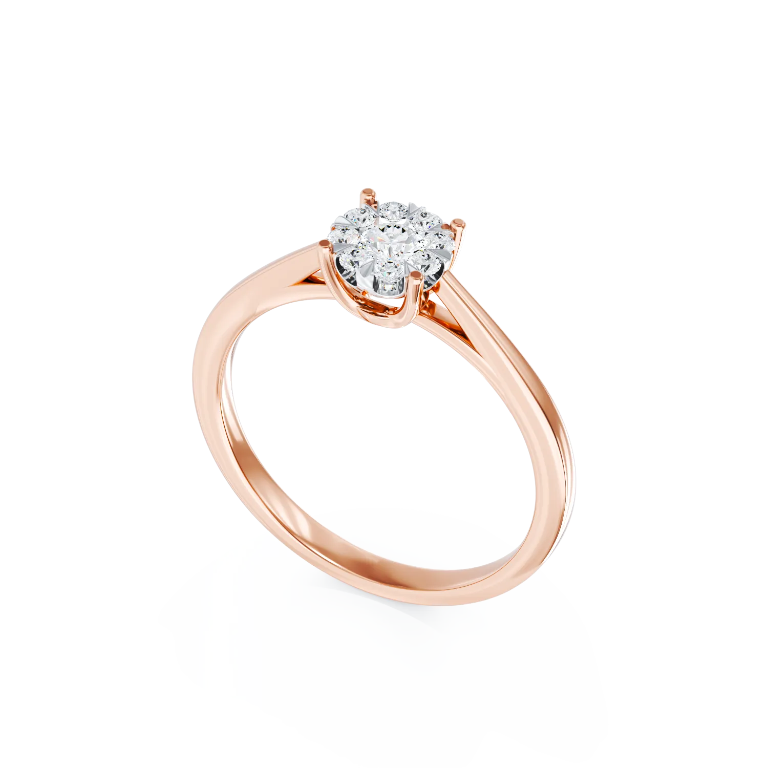 Pierścionek zaręczynowy z różowego złota 18K z diamentami 0.15ct