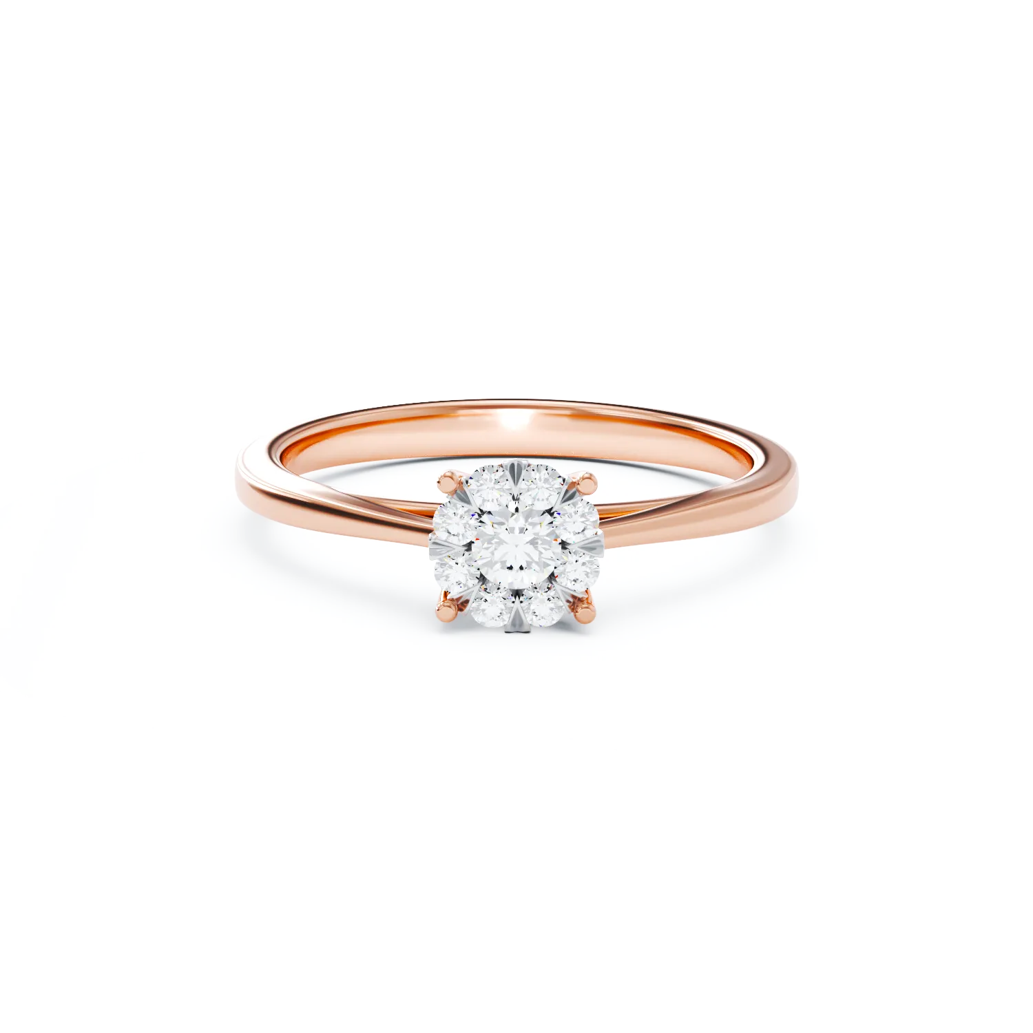 18K годежен пръстен от розово злато с диаманти от 0.15ct