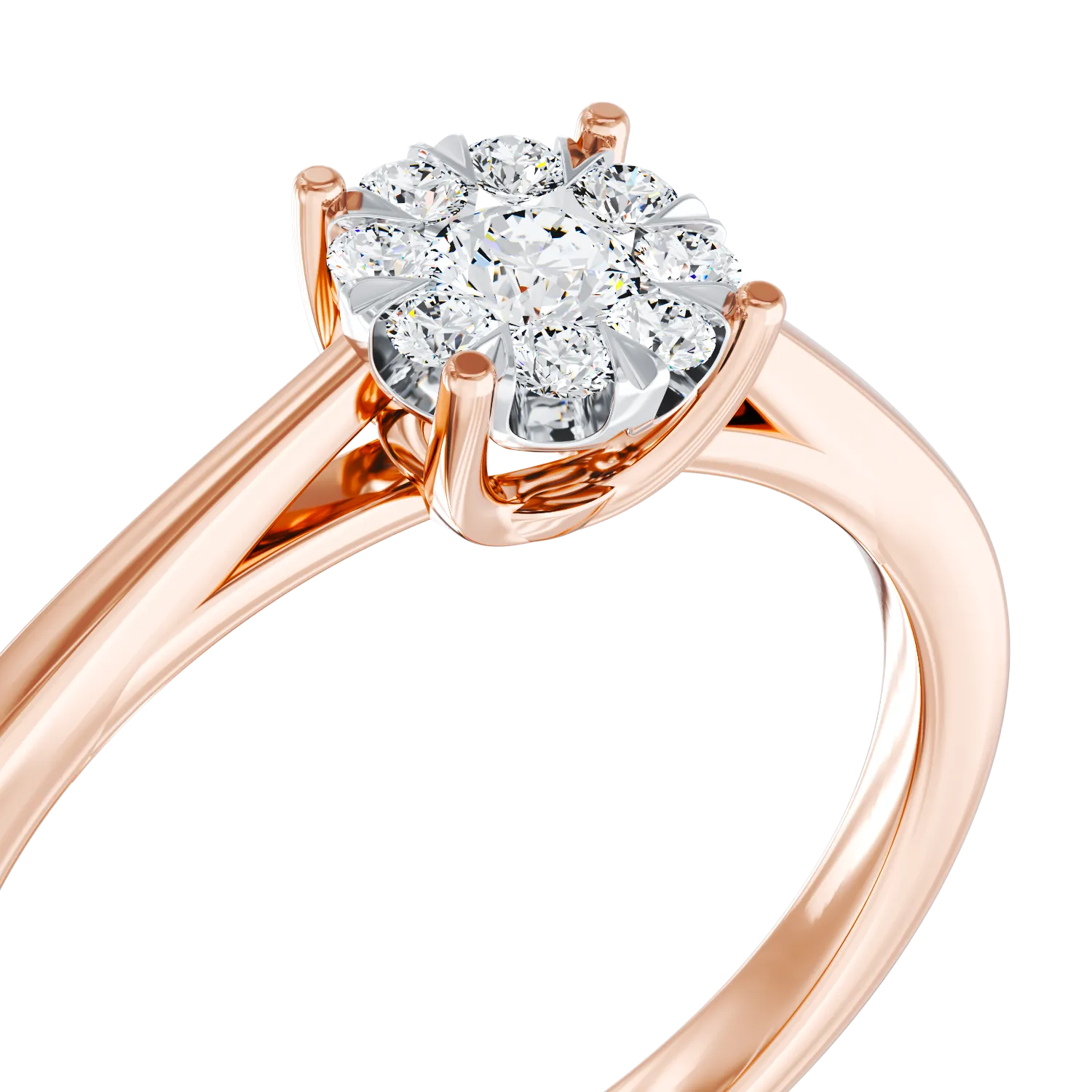 18K rose gold engagement ring with diamonds of 0.15ct