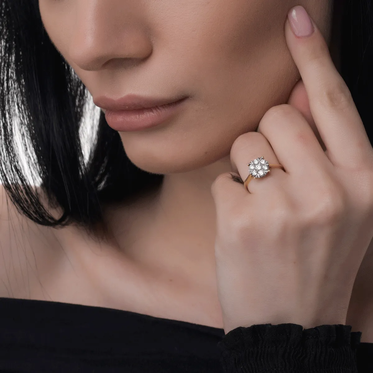 Годежен пръстен от 18K жълто злато с 0.5ct диаманти
