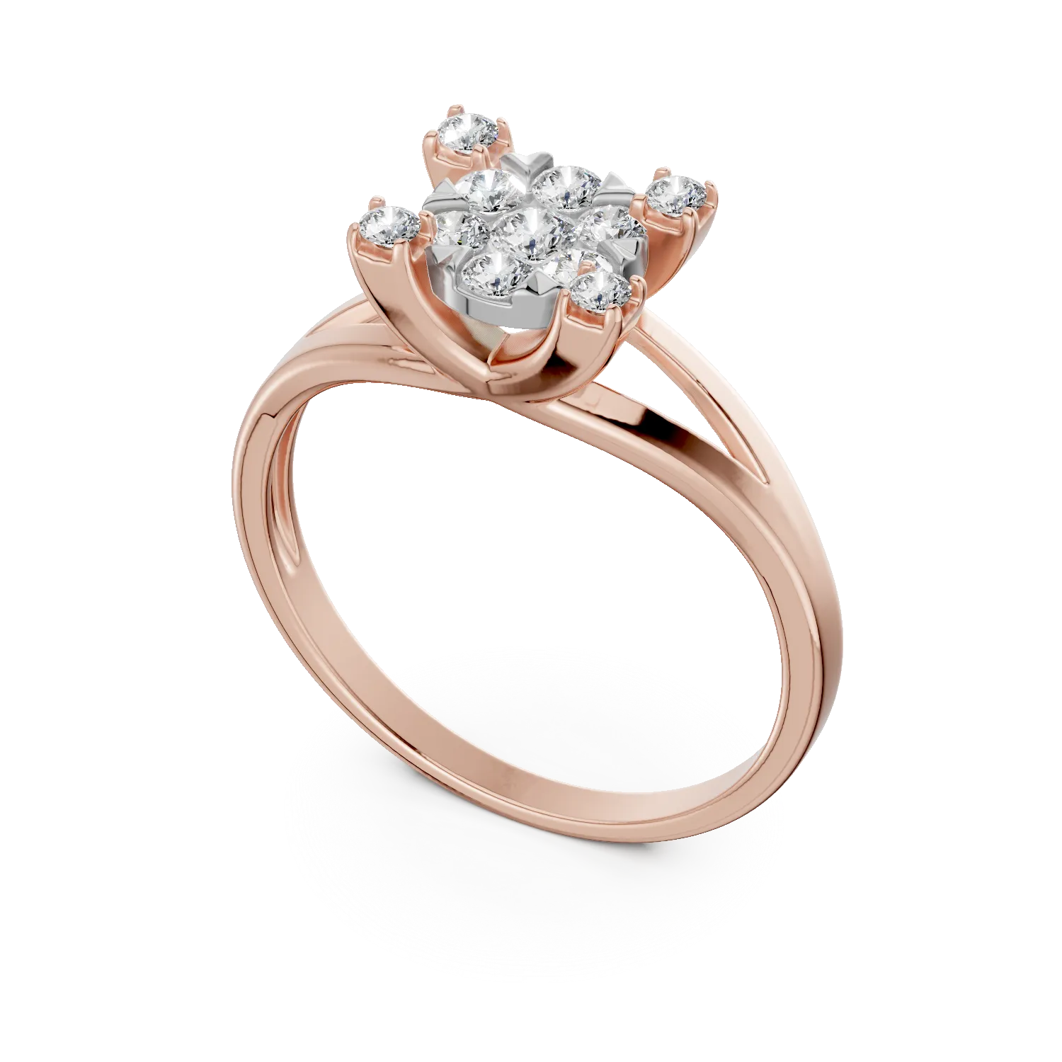 Inel de logodna din aur roz de 18K cu diamante de 0.5ct