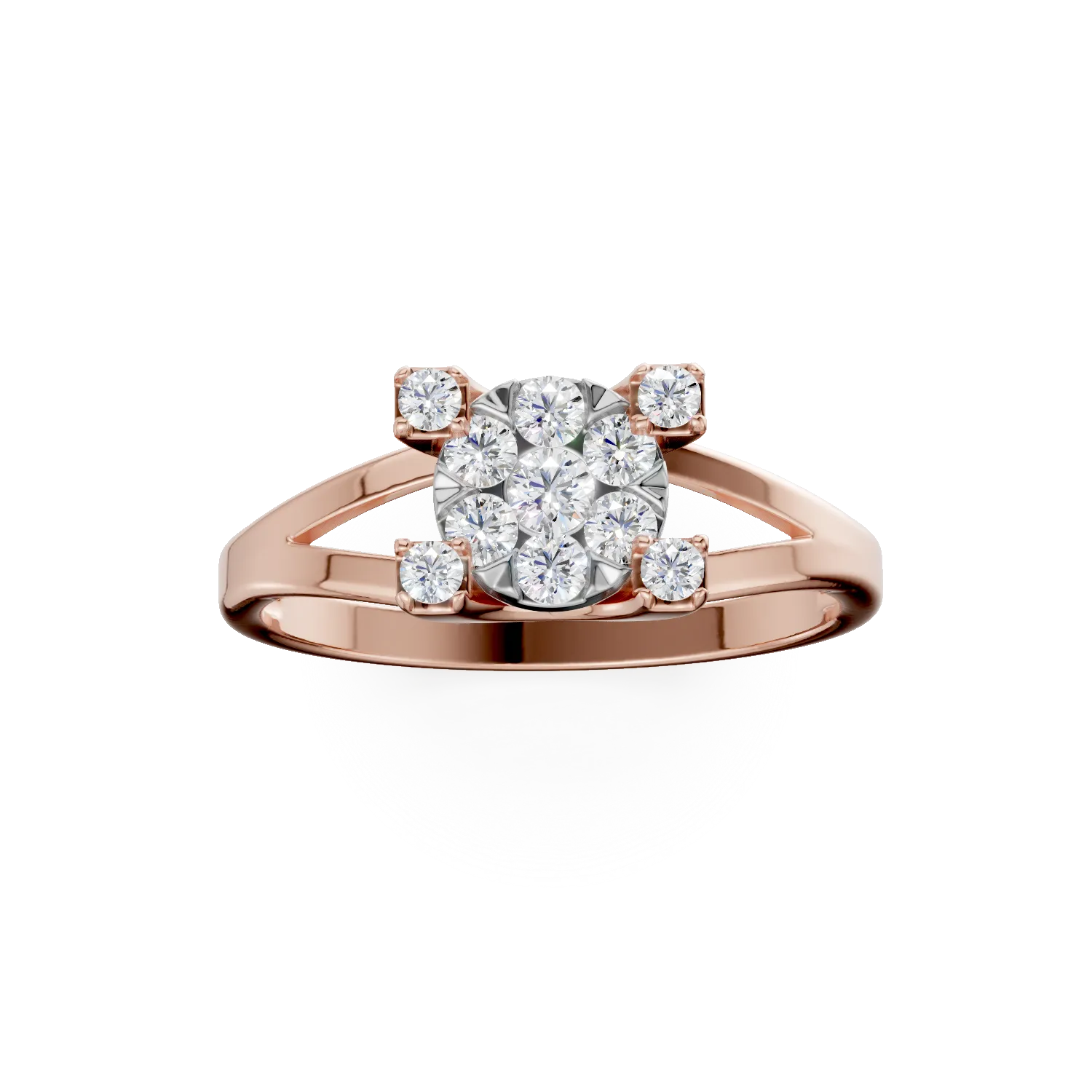 Inel de logodna din aur roz de 18K cu diamante de 0.5ct