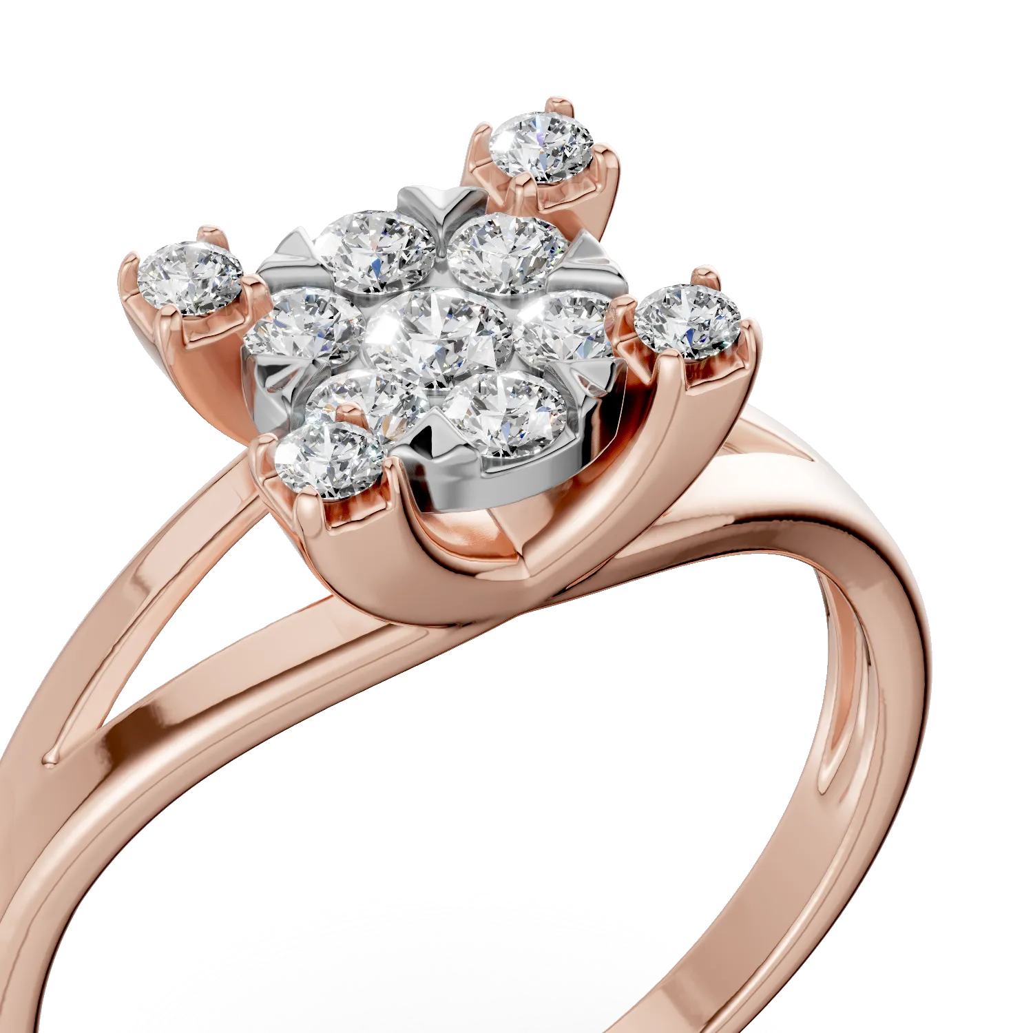 Inel de logodna din aur roz de 18K cu diamante de 0.5ct