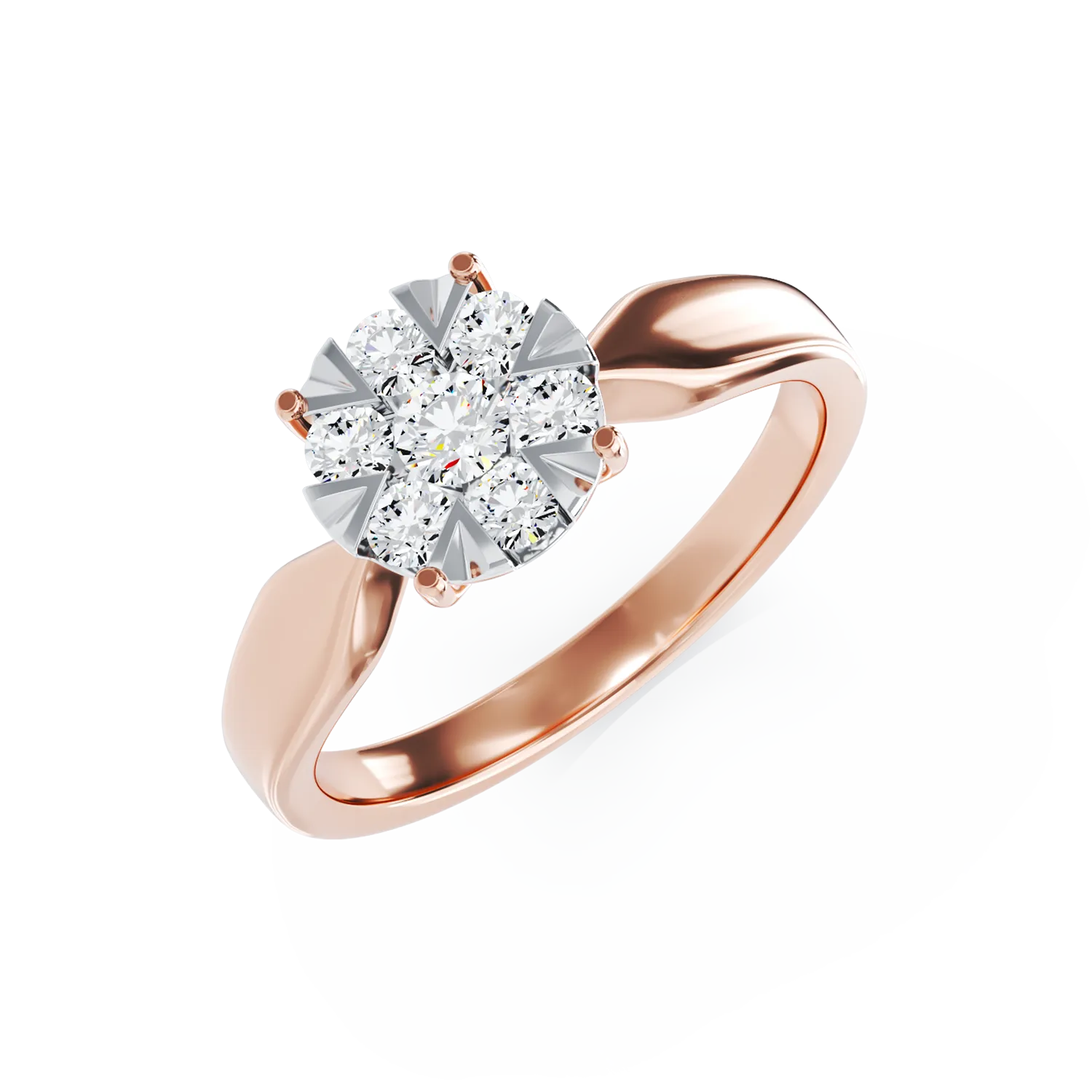 Годежен пръстен от розово злато 18K с диаманти 0.34ct